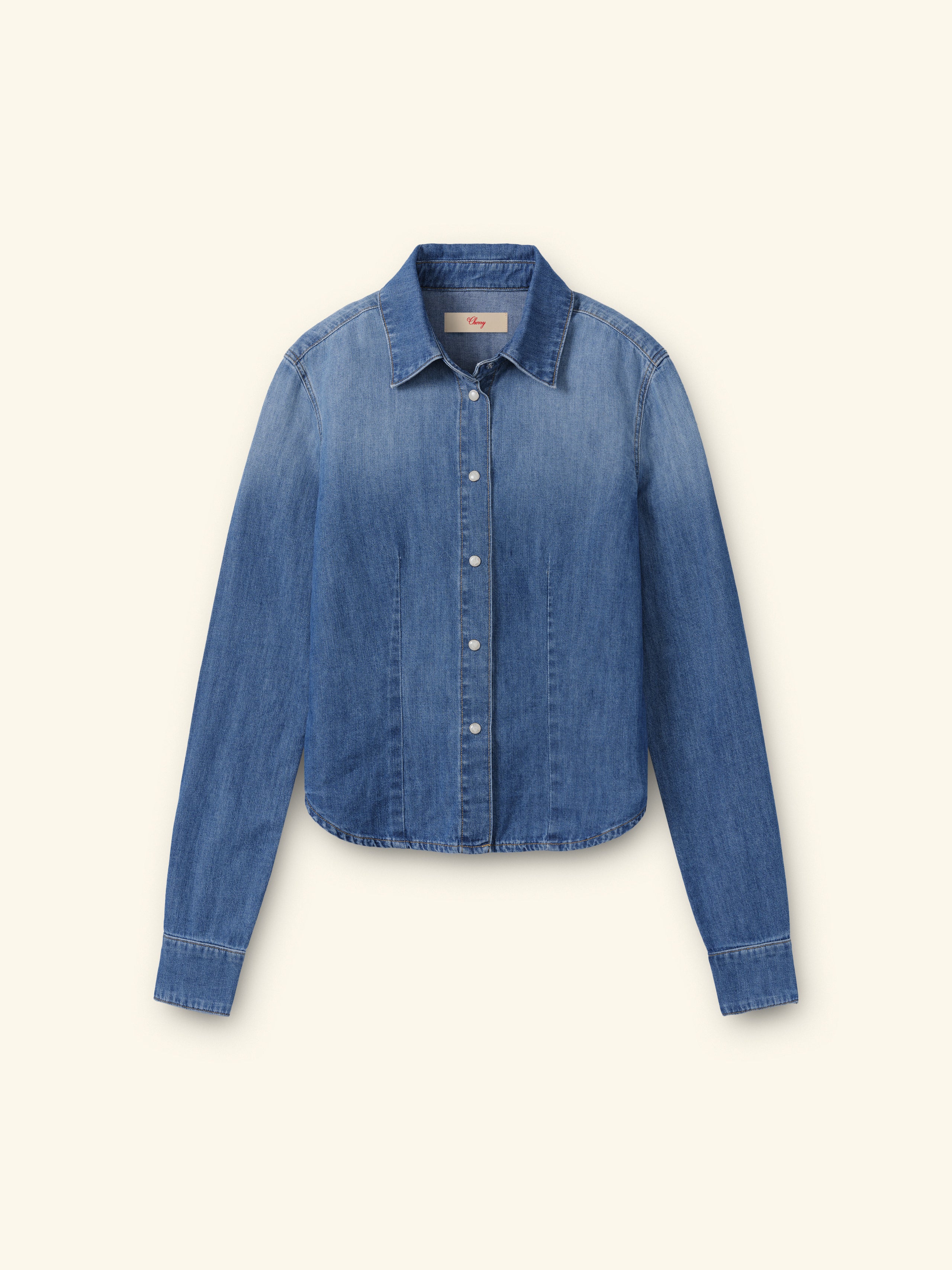 Women's Fitted Western Button Up (Medium Wash) L
