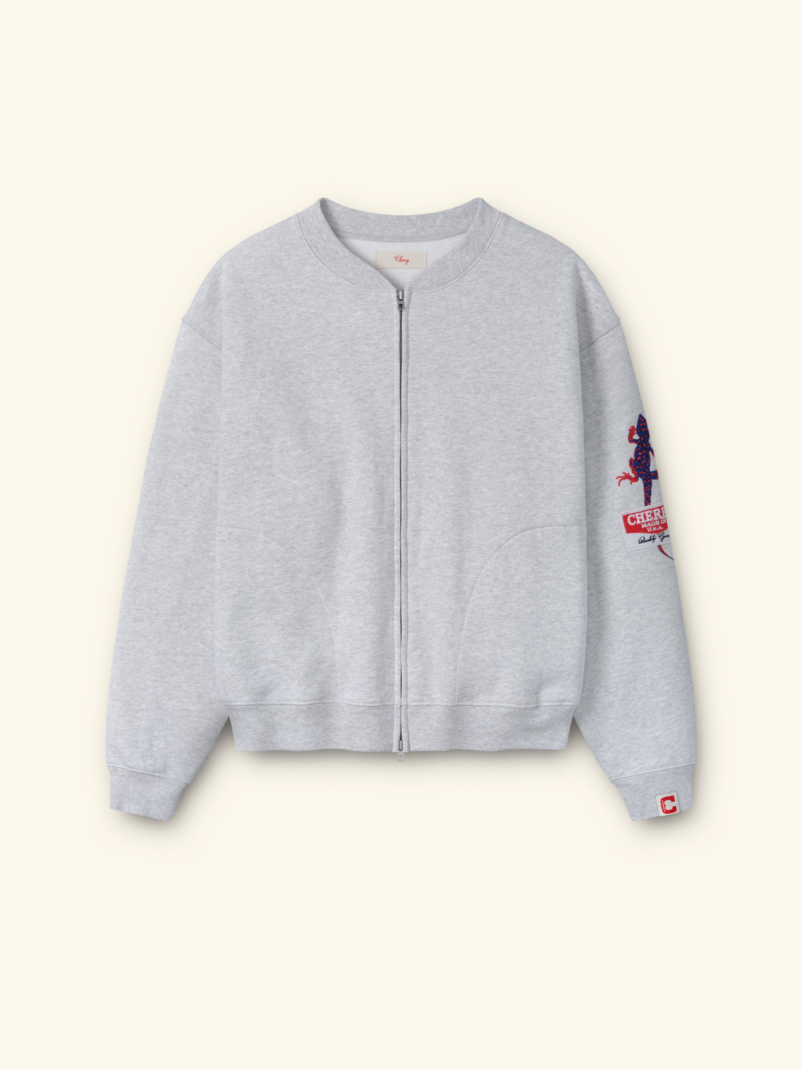 Gecko Zip Up Crew (Heather Grey) – CHERRY LA
