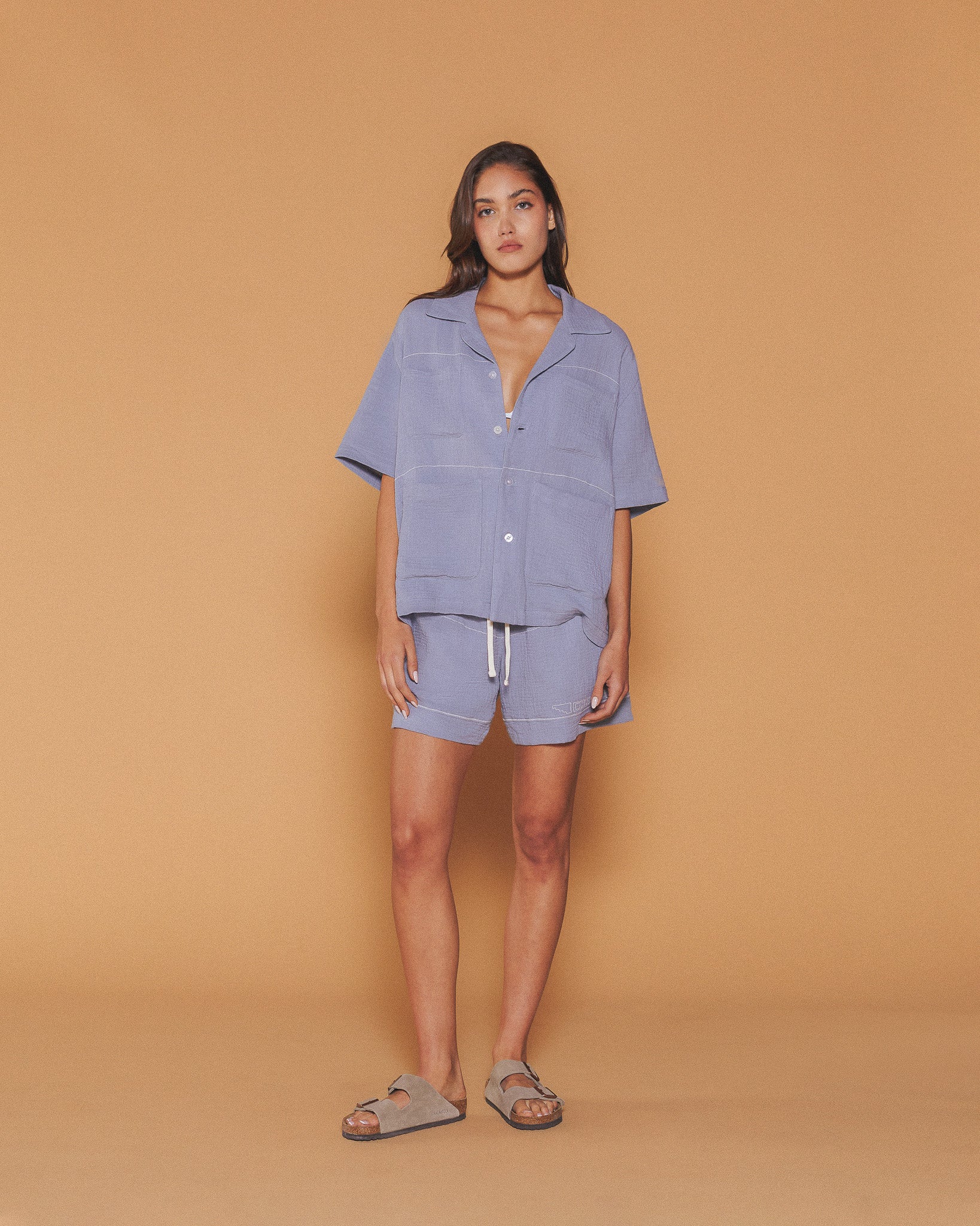 Embroidered Vacation Shirt (Pacific Blue)