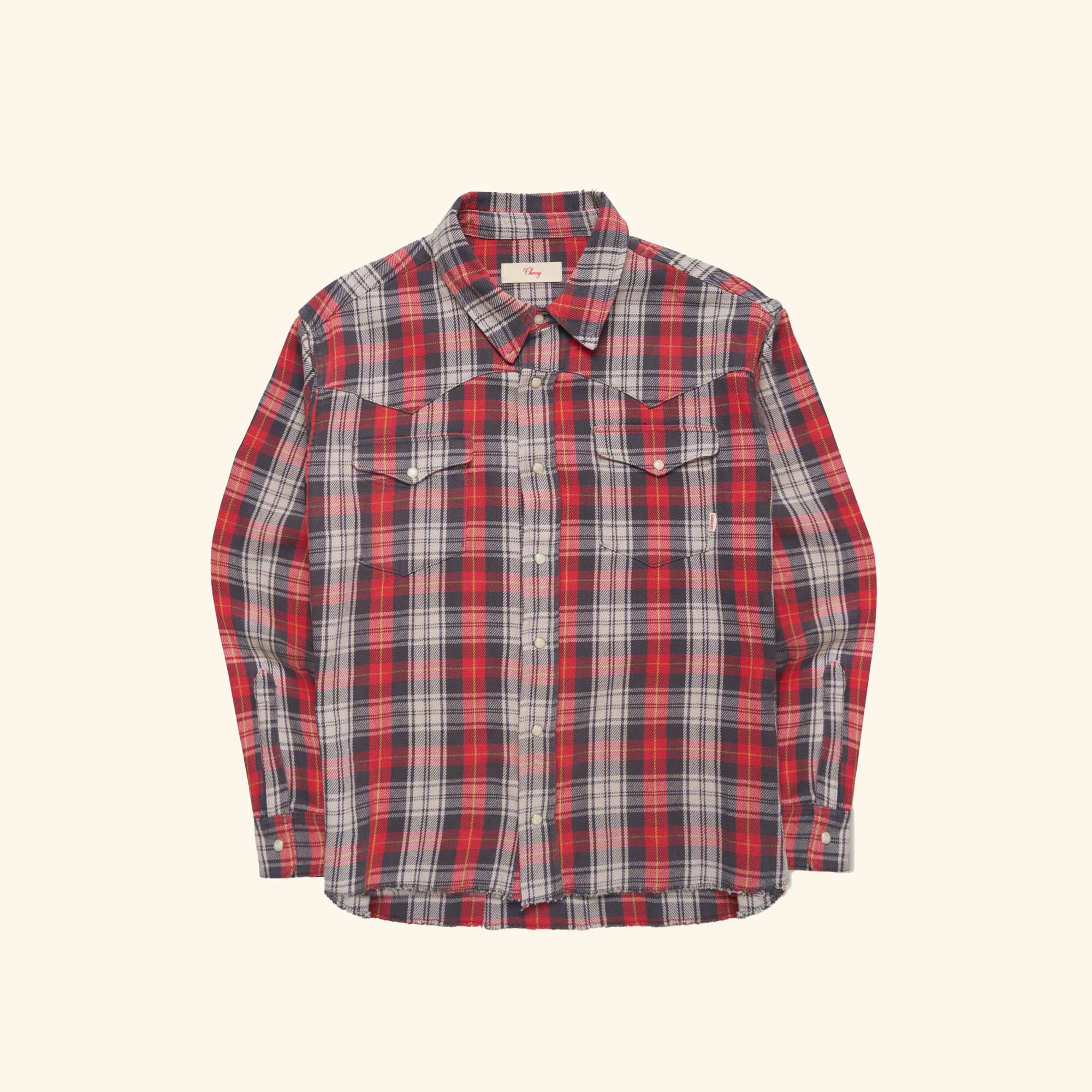 【LIDNM】Wool Plaid Western Shirt Plaid Western Shirt (Red) – CHERRY LA