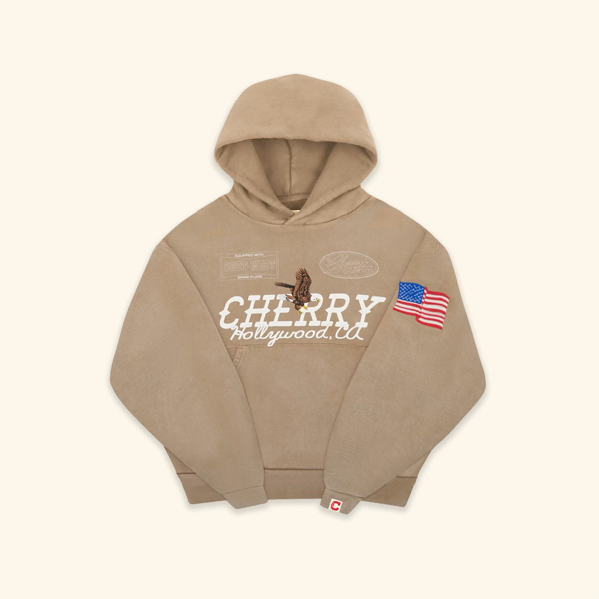Hollywood Pullover Hoodie (Tan) – CHERRY LA