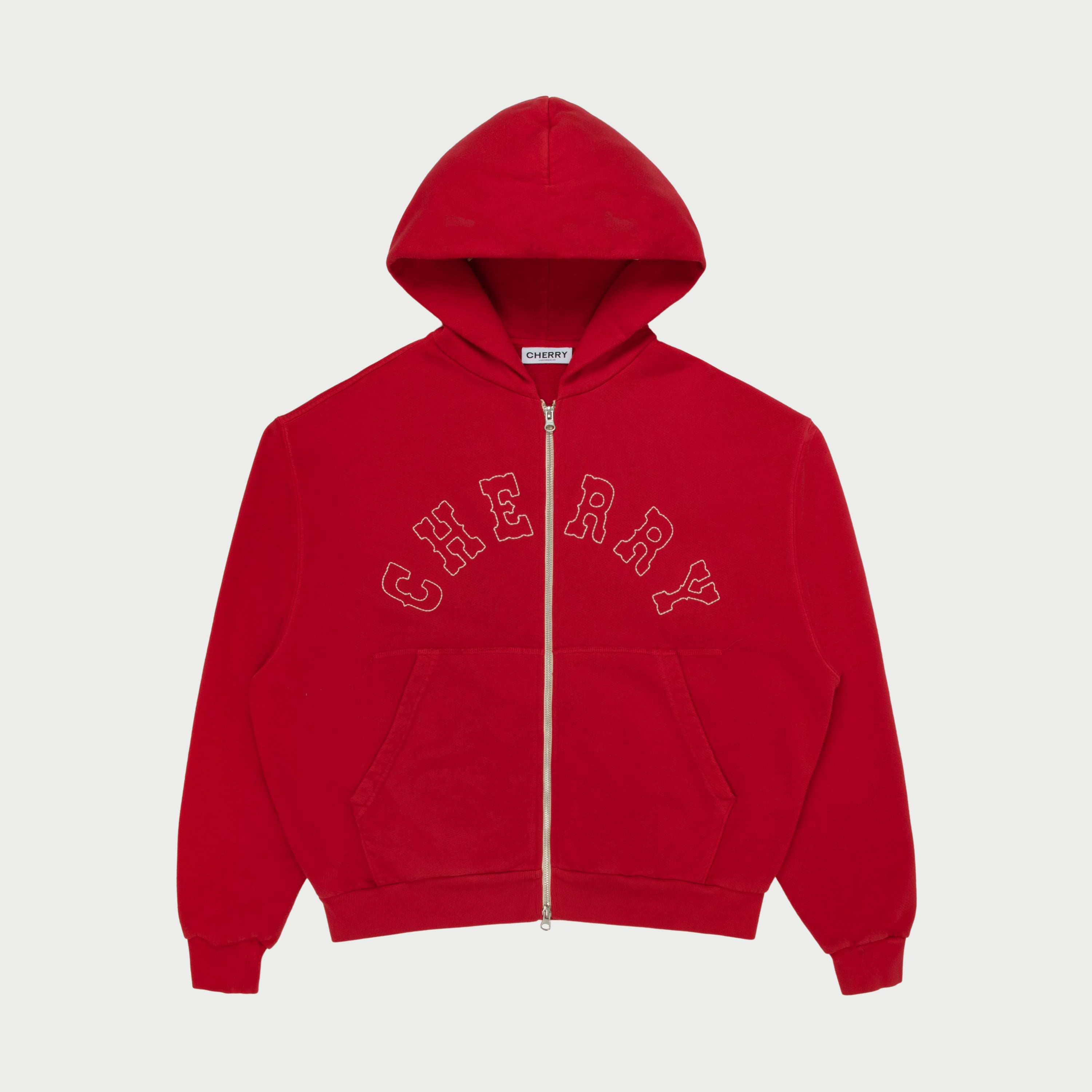 Cherry Los Angeles Ranch Men's Logo-Embroidered Zip-Up Hoodie
