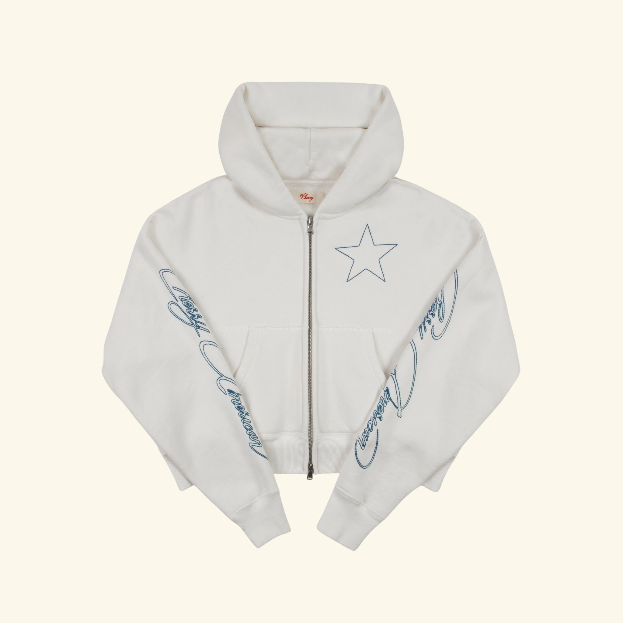 American Star Cropped Zip Hoodie (Vintage White) – CHERRY LA