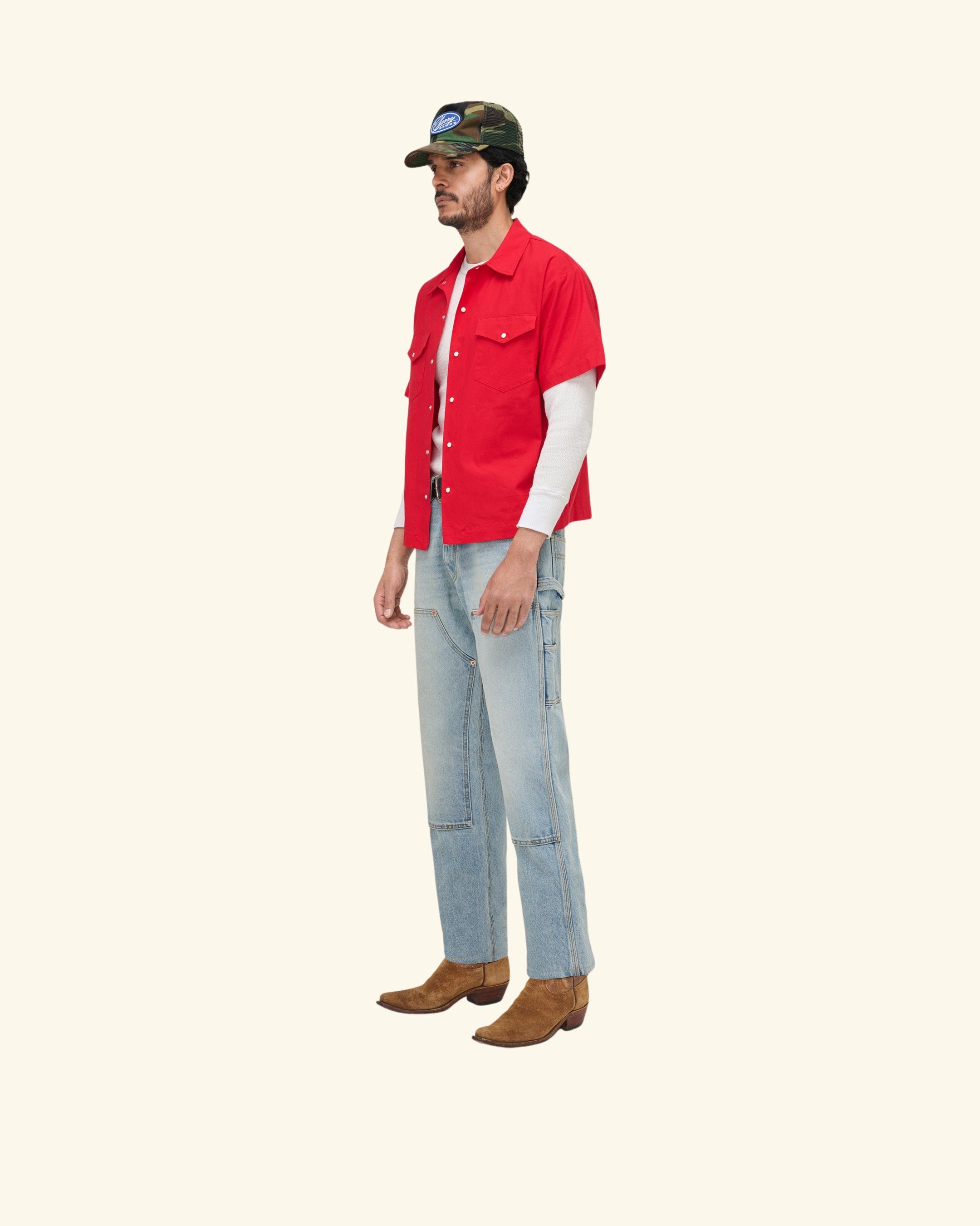 Western Twill Mechanic Shirt (Sun Faded Red)