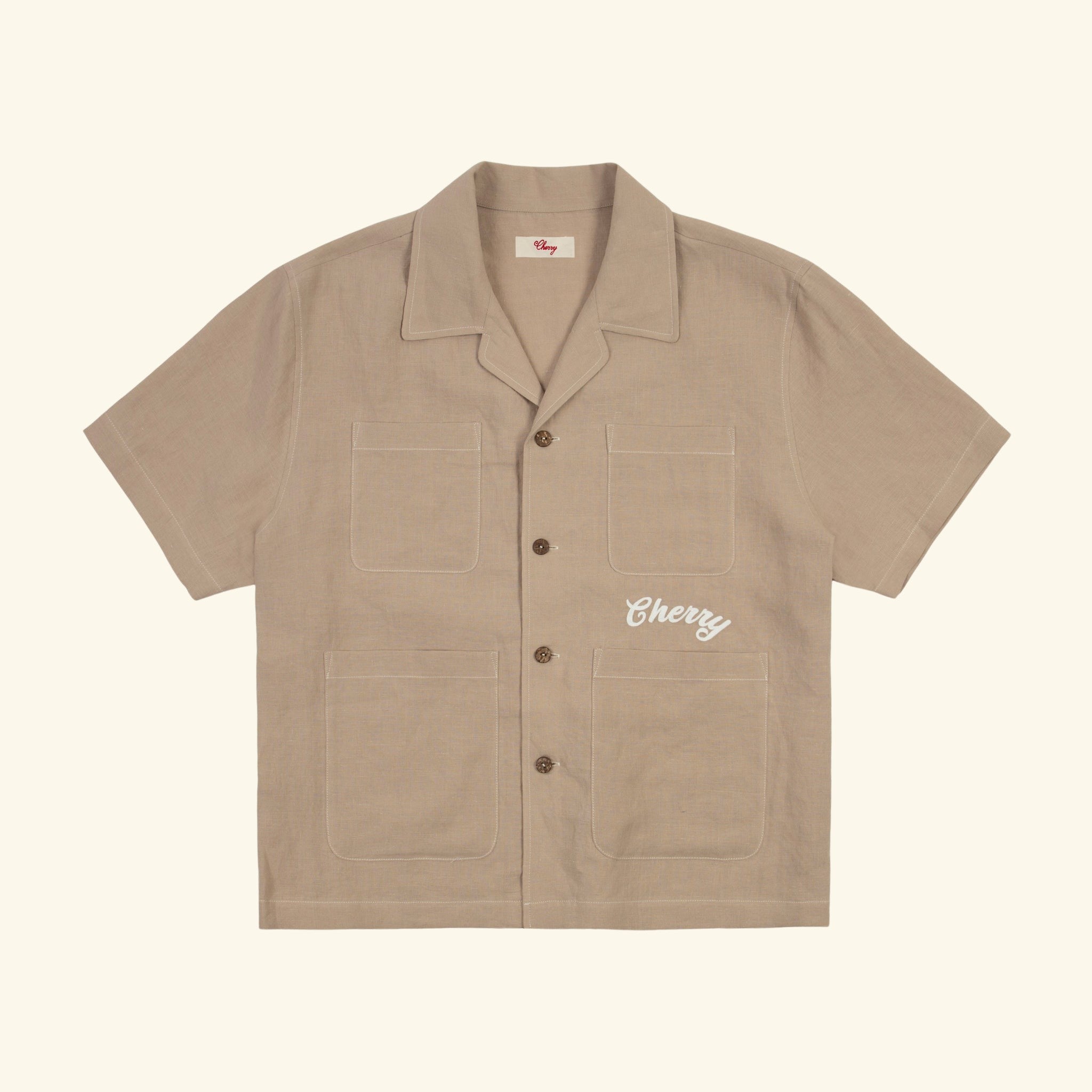 Linen Vacation Shirt (Beige) – CHERRY LA