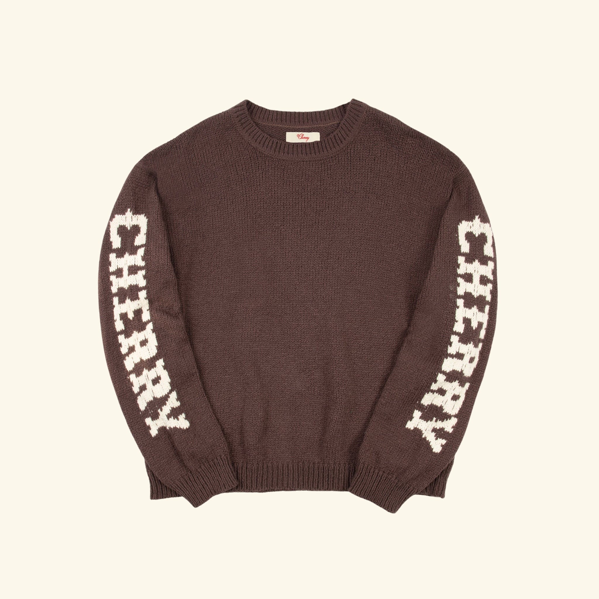 Cotton Knit Crewneck Sweater (Brown)