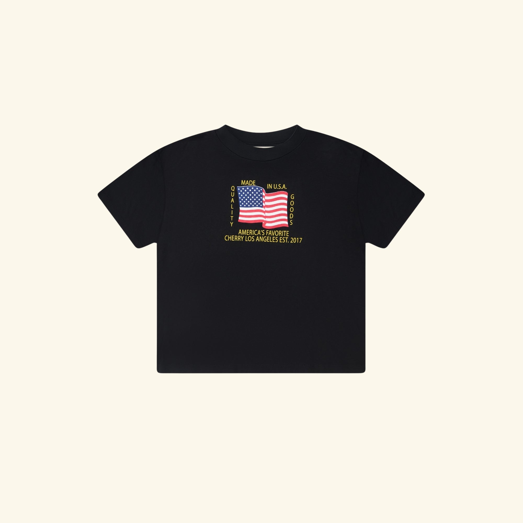 Women's Quality Goods Boxy Baby Tee (Vintage Black) – CHERRY LA