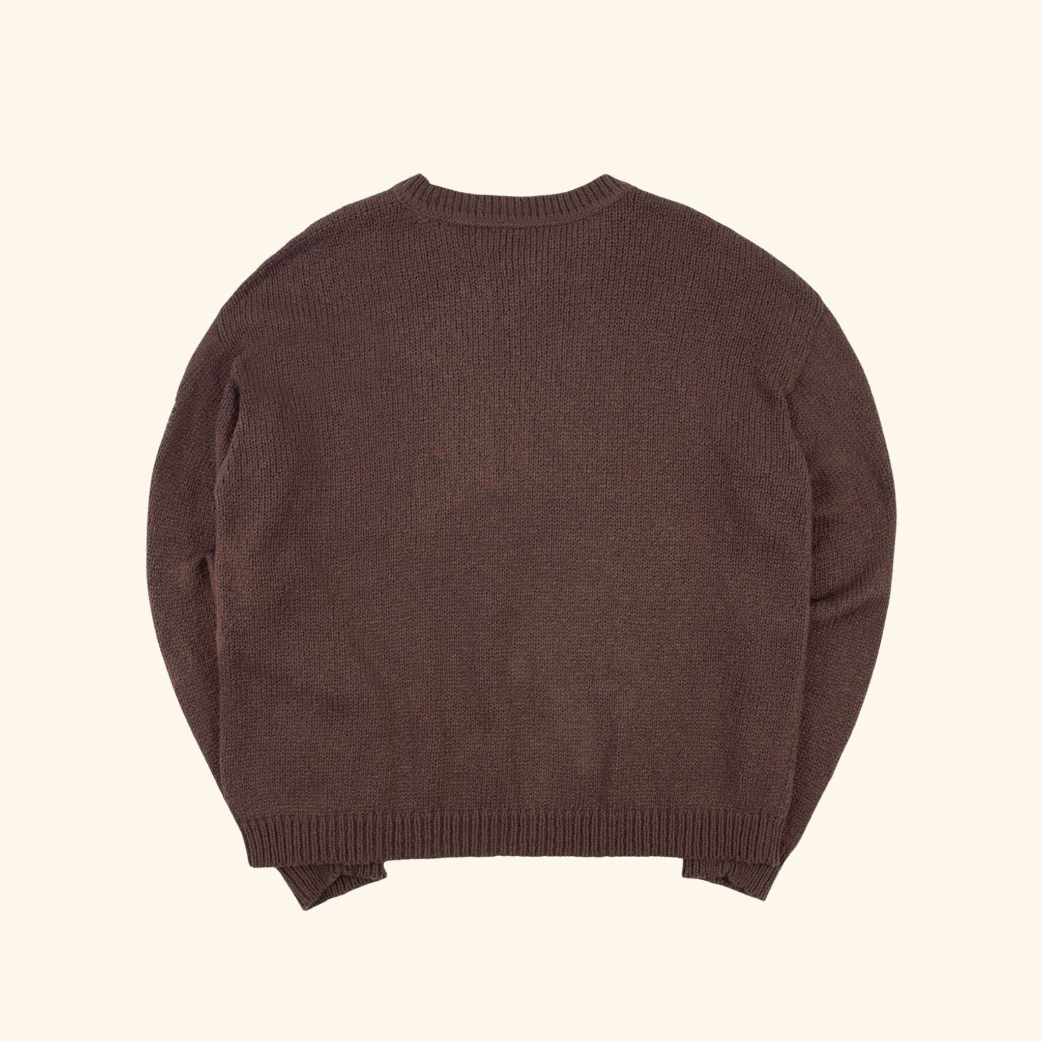 Cotton Knit Crewneck Sweater (Brown)