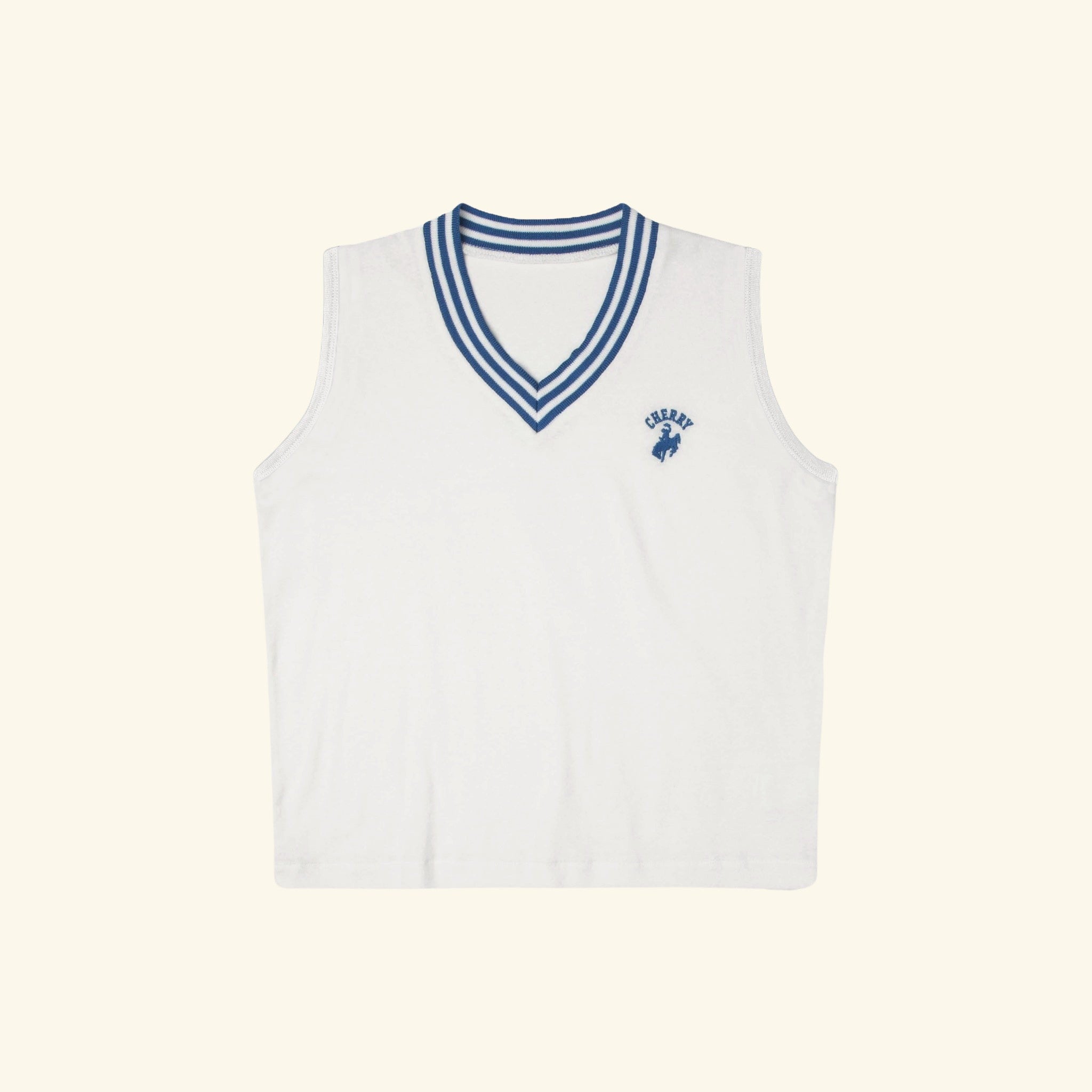 Women's V-Neck Tank (White/Blue) – CHERRY LA