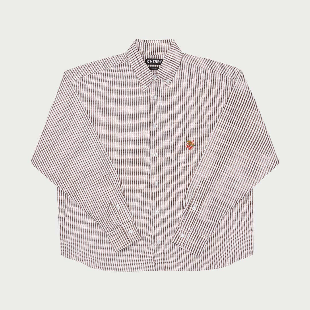 Striped Big Oxford Shirt (Brown)