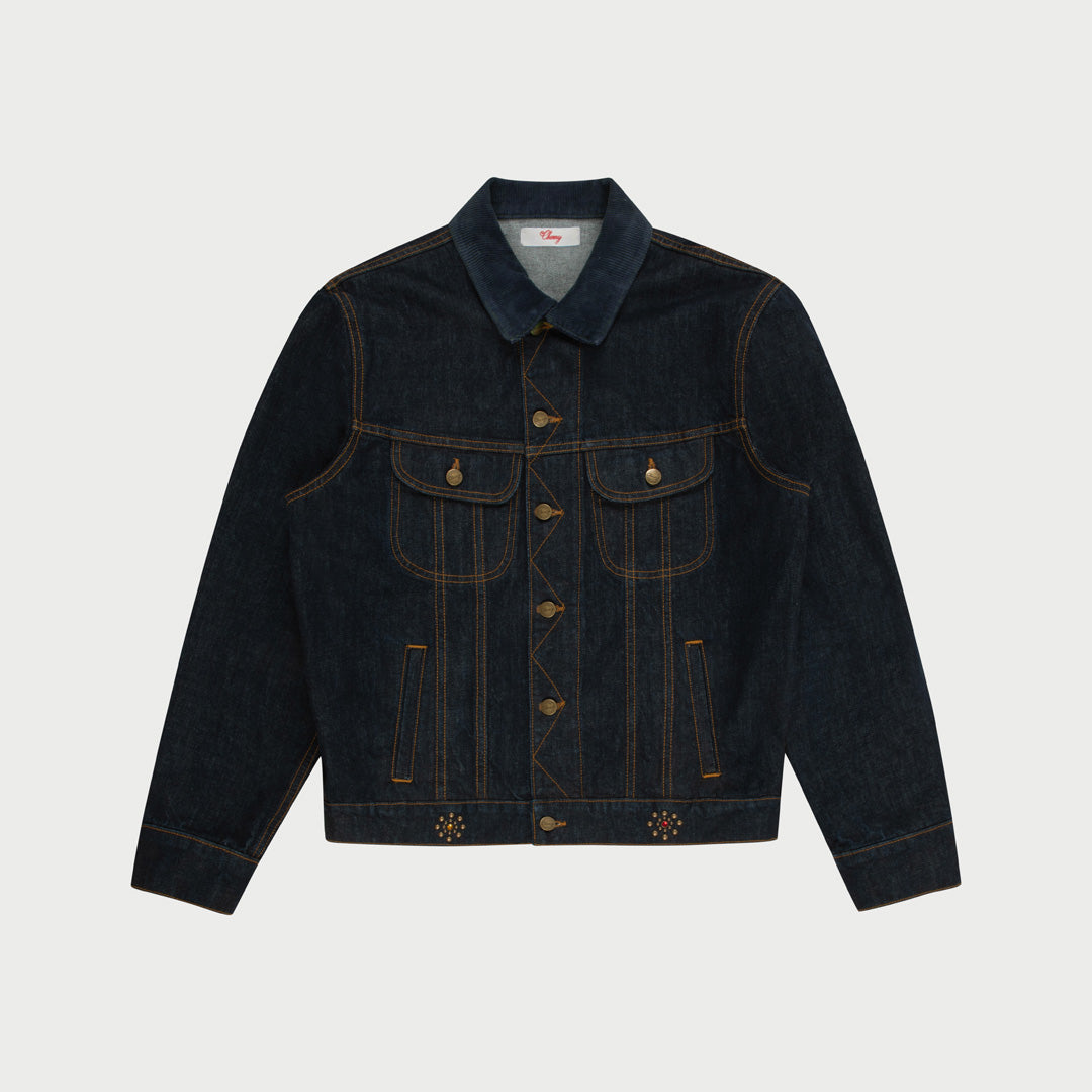 Studded Denim Trucker Jacket (Indigo)