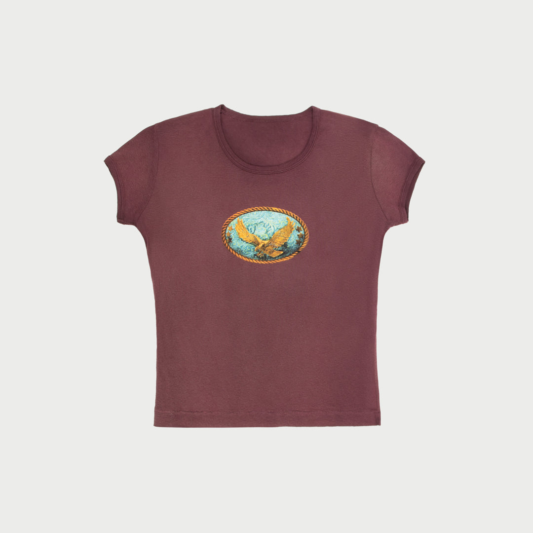 Saloon Scoop Neck Baby Tee (Vintage Maroon)