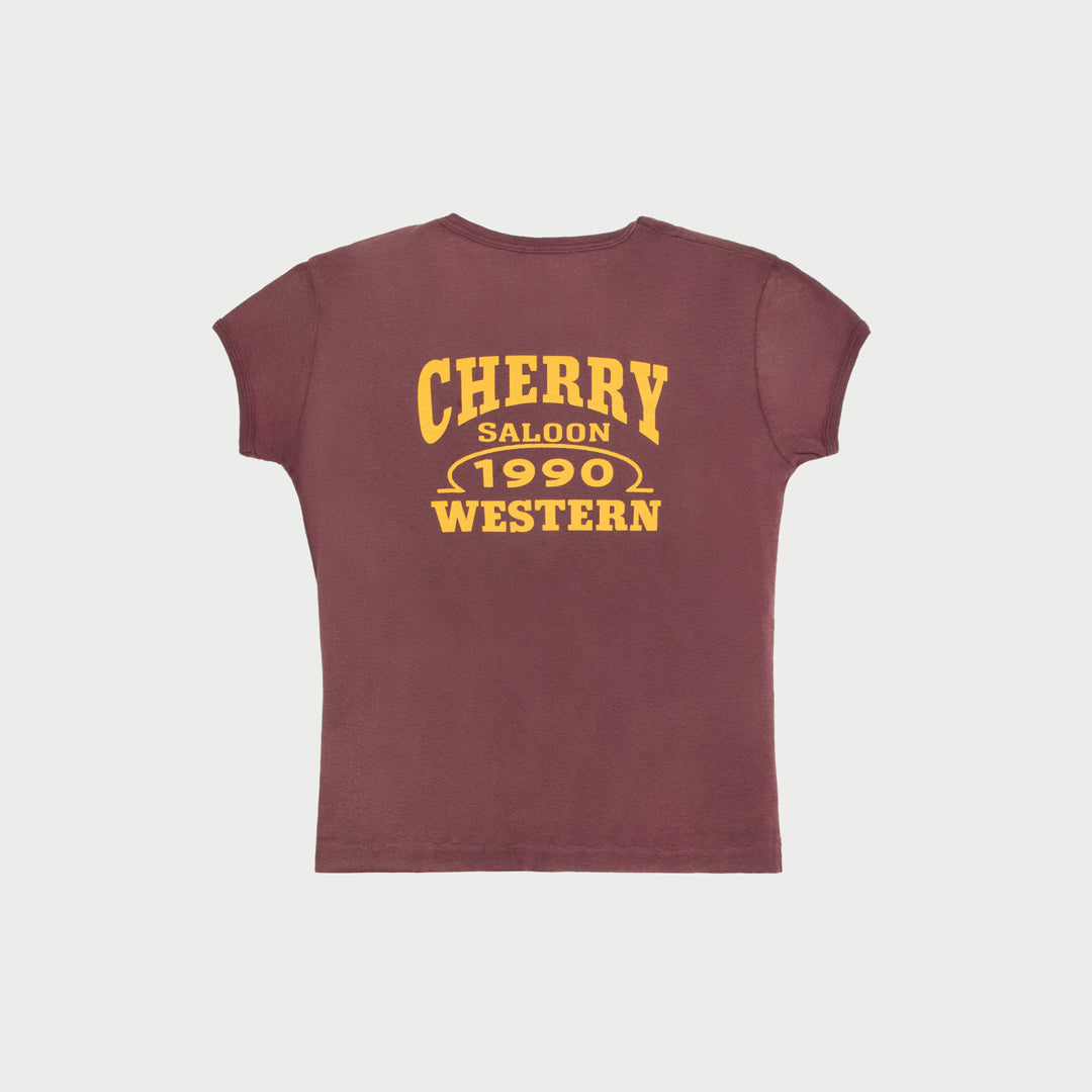 Saloon Scoop Neck Baby Tee (Vintage Maroon)