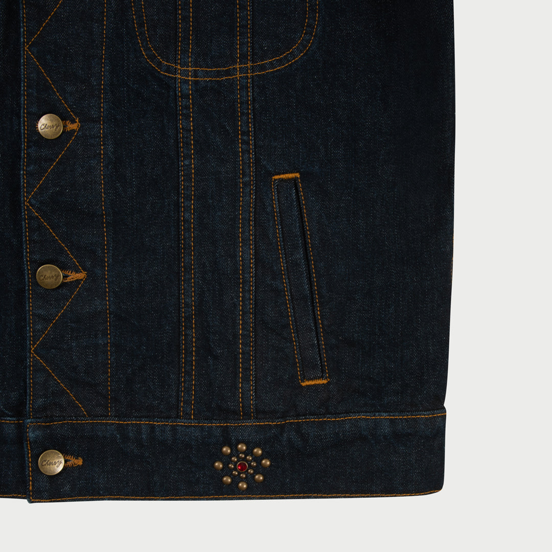 Studded Denim Trucker Jacket (Indigo)