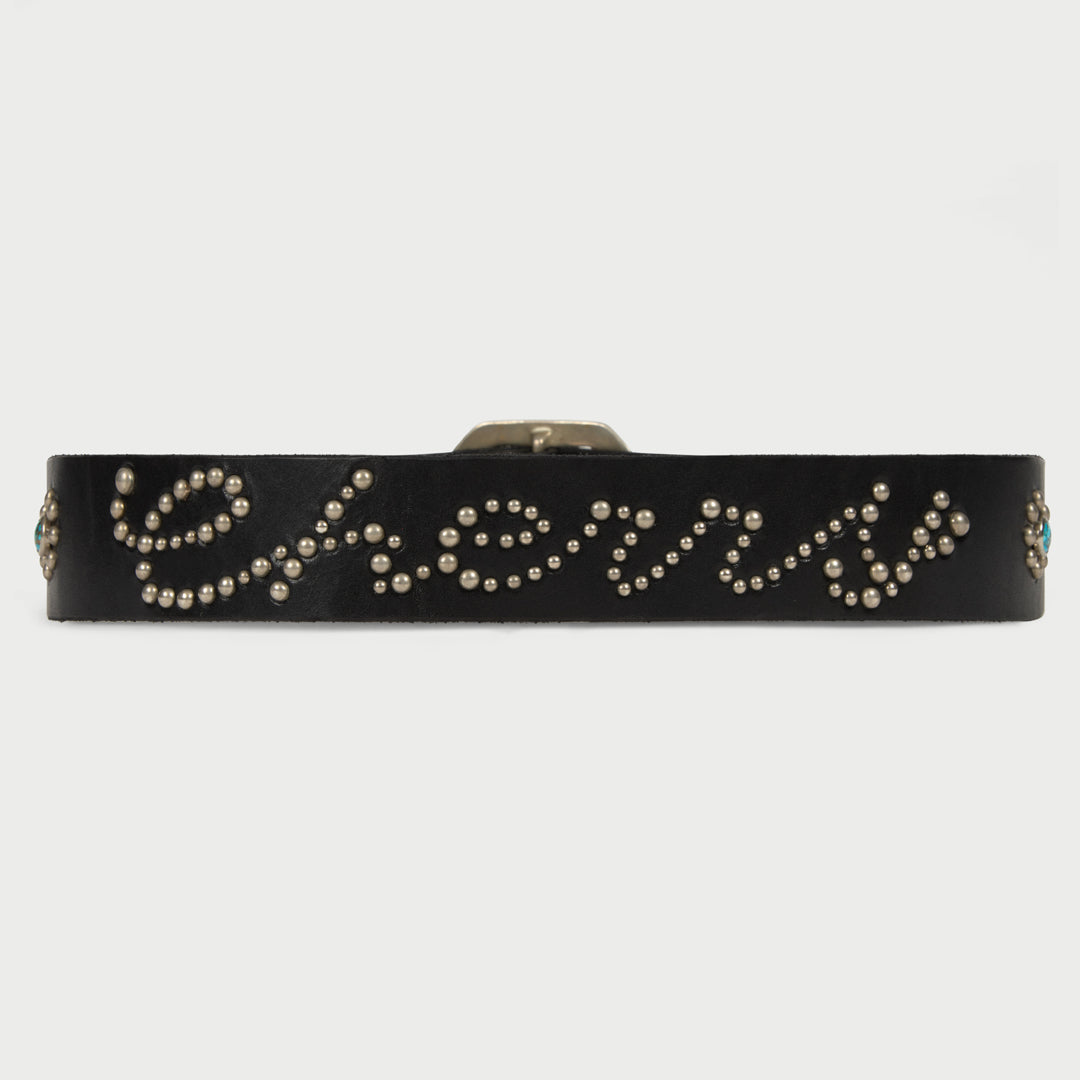 Cherry Studded Leather Belt (Black)