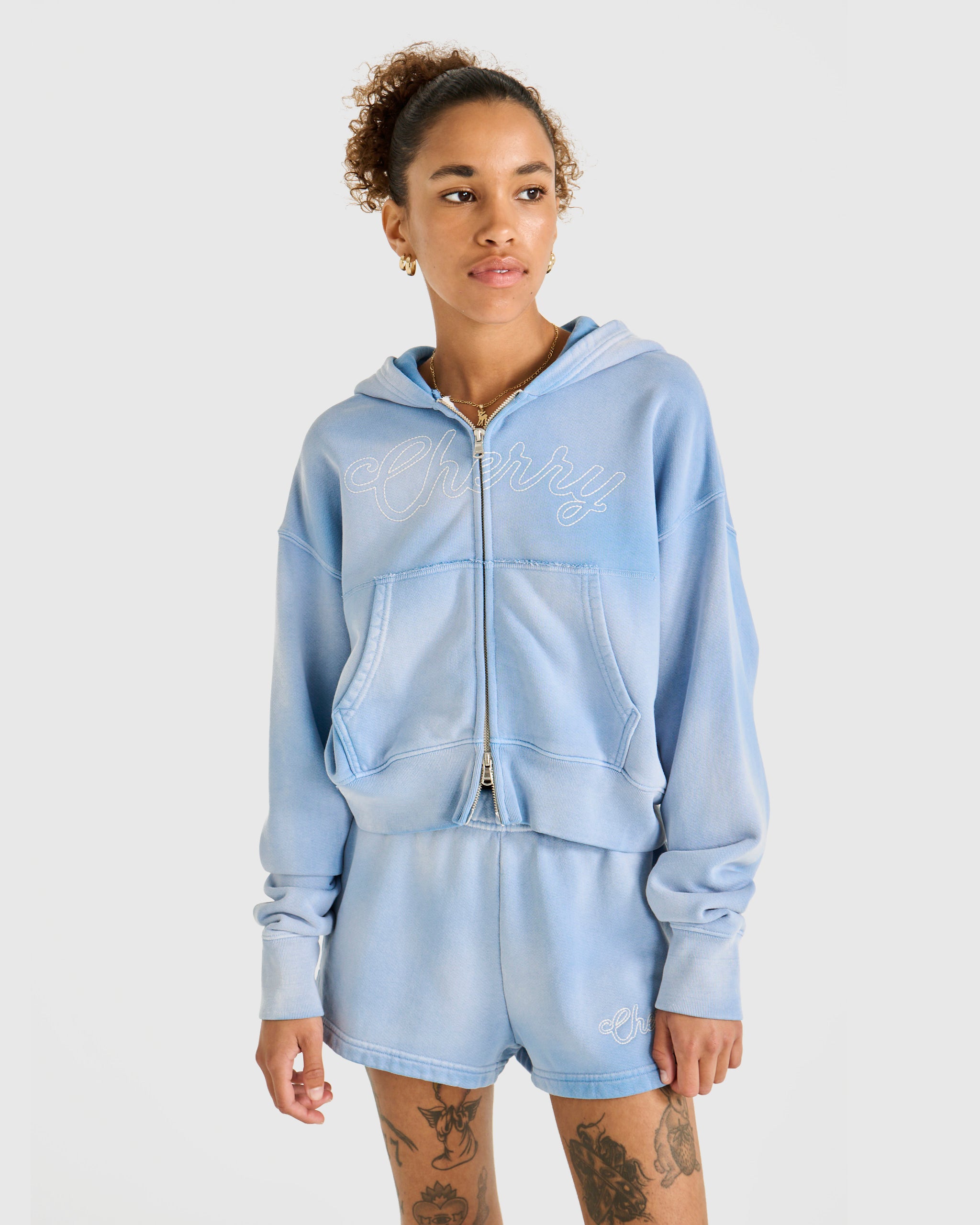 Women's Zip-Up Hoodie (Sky Blue)