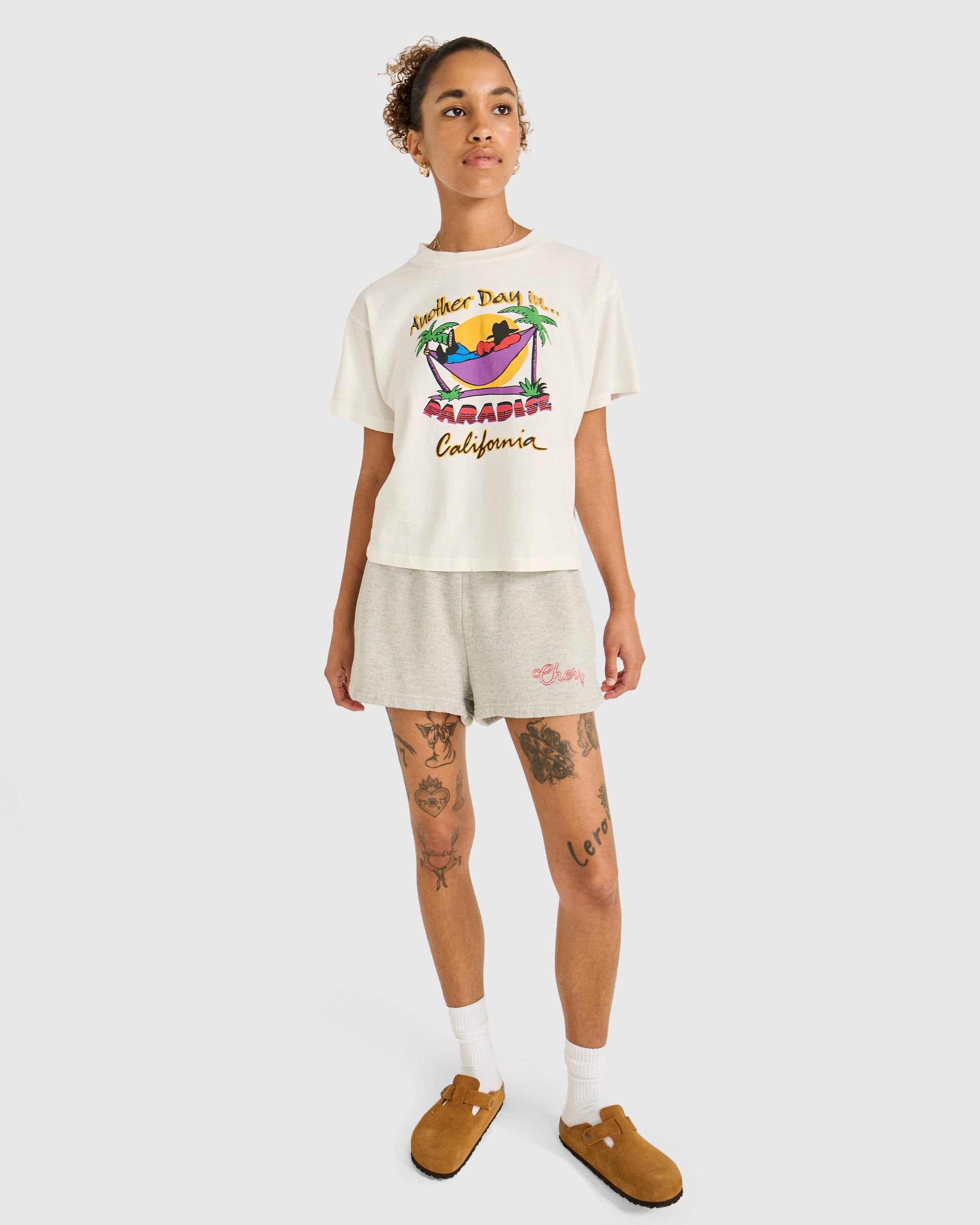 Paradise Boxy Baby Tee (Vintage White)