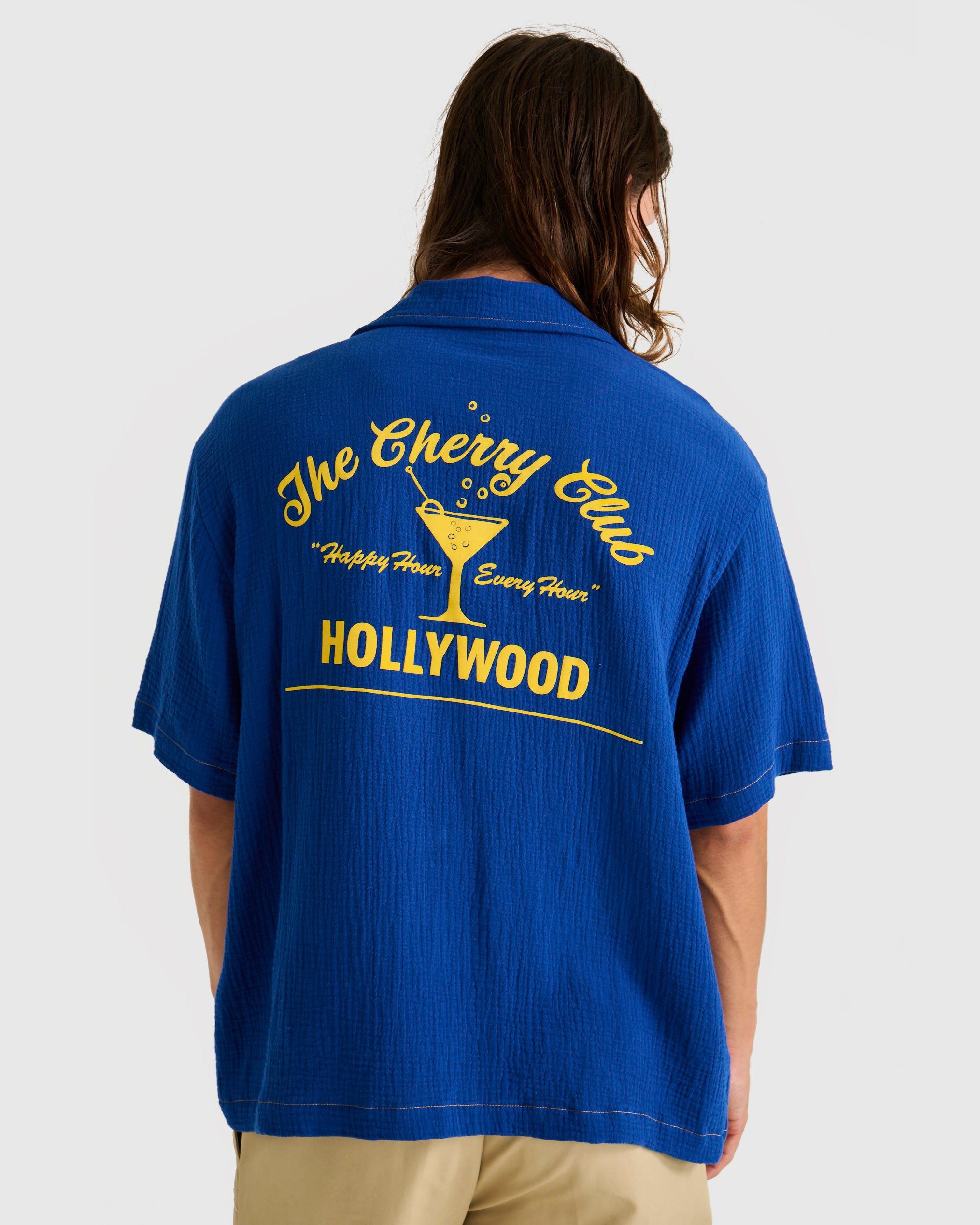 Cherry Club Button Up (Cobalt)