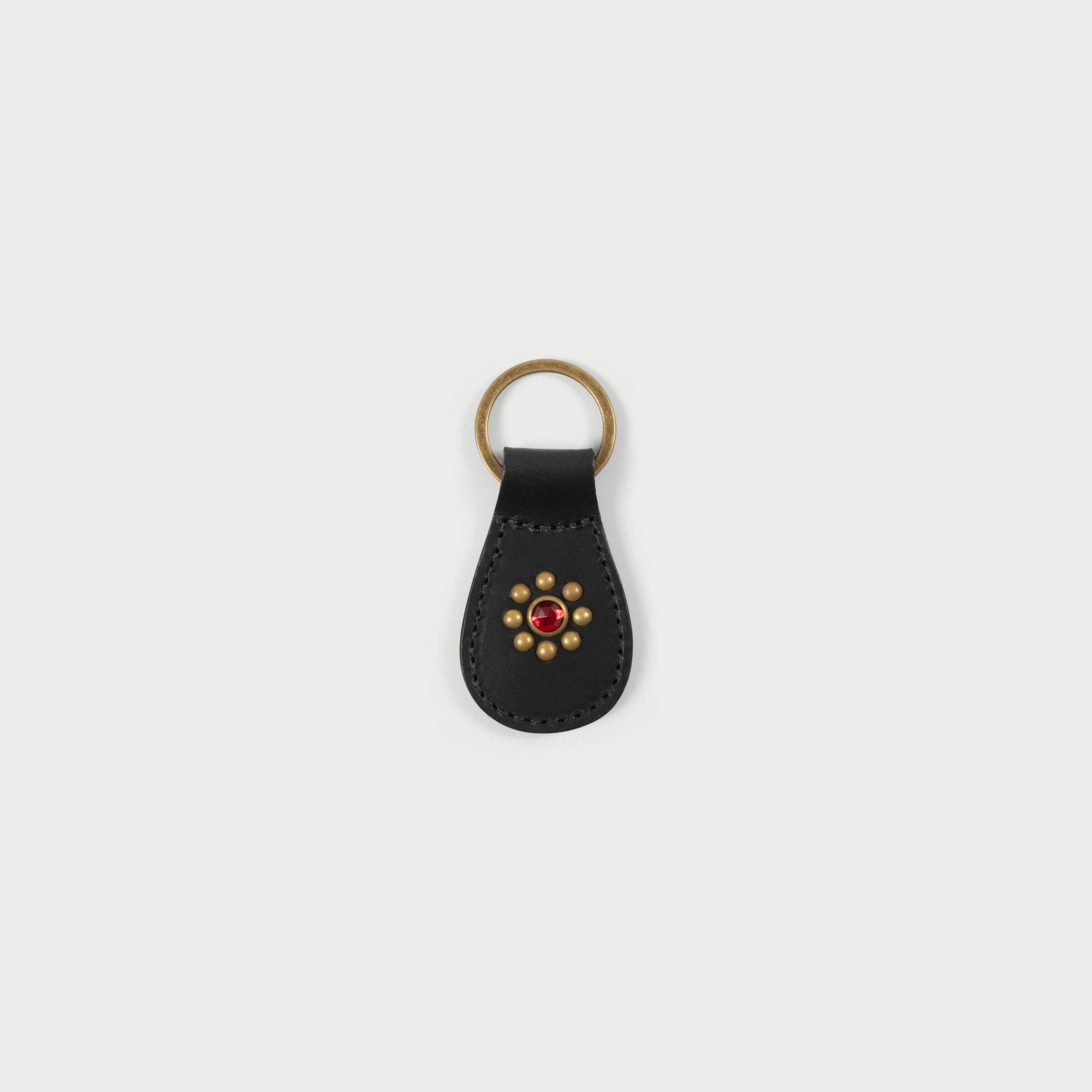 Leather Studded Keychain (Black)