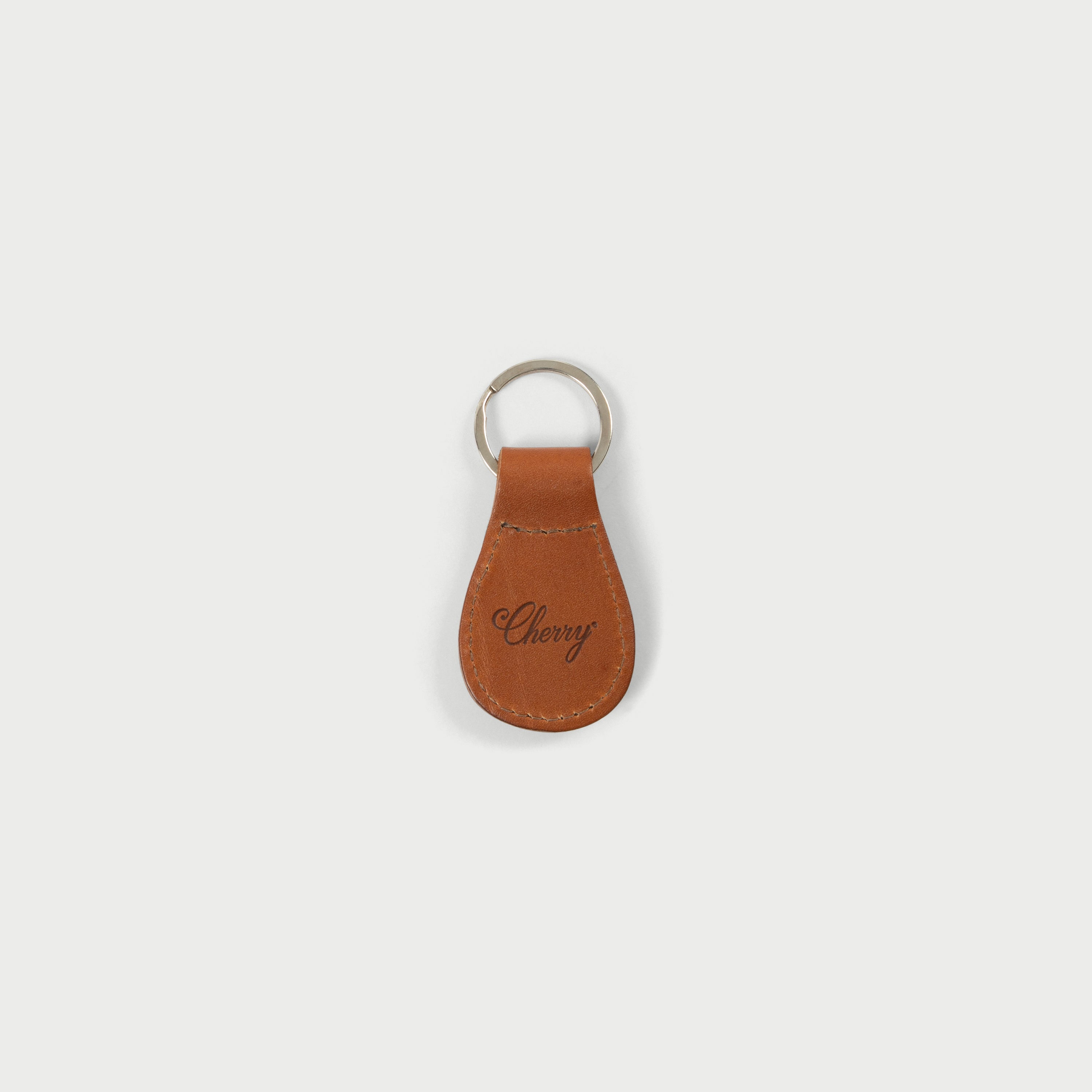 Leather Studded Keychain (Camel)