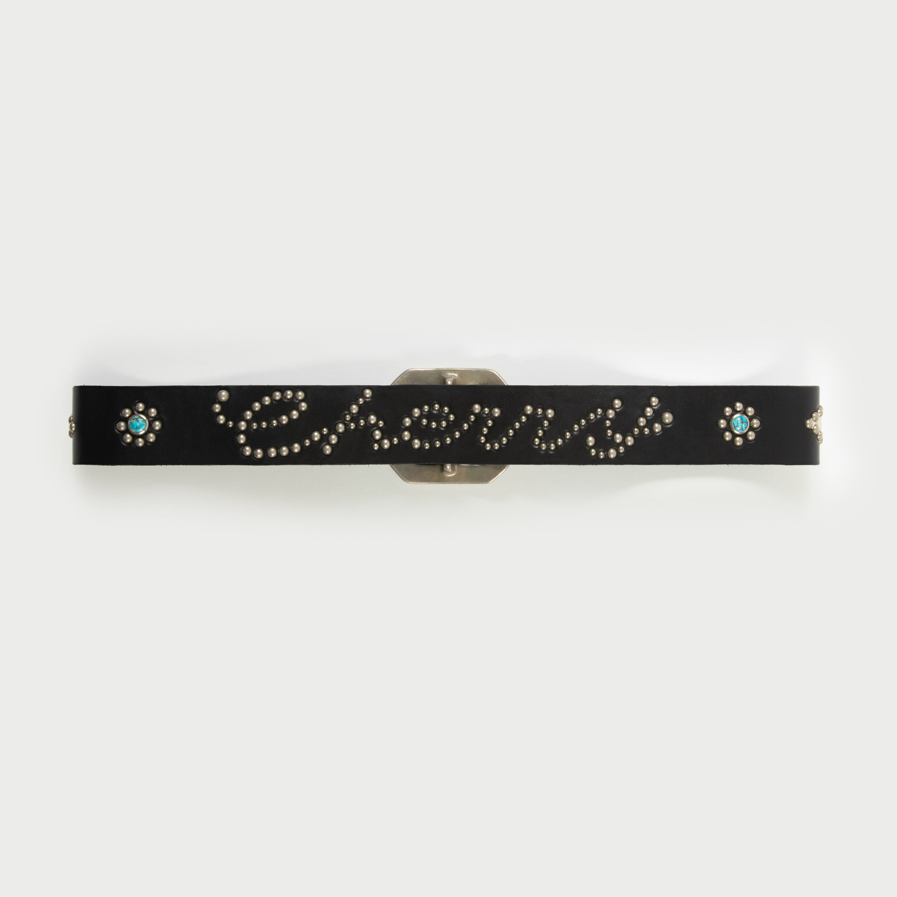 Cherry Studded Leather Belt (Black)