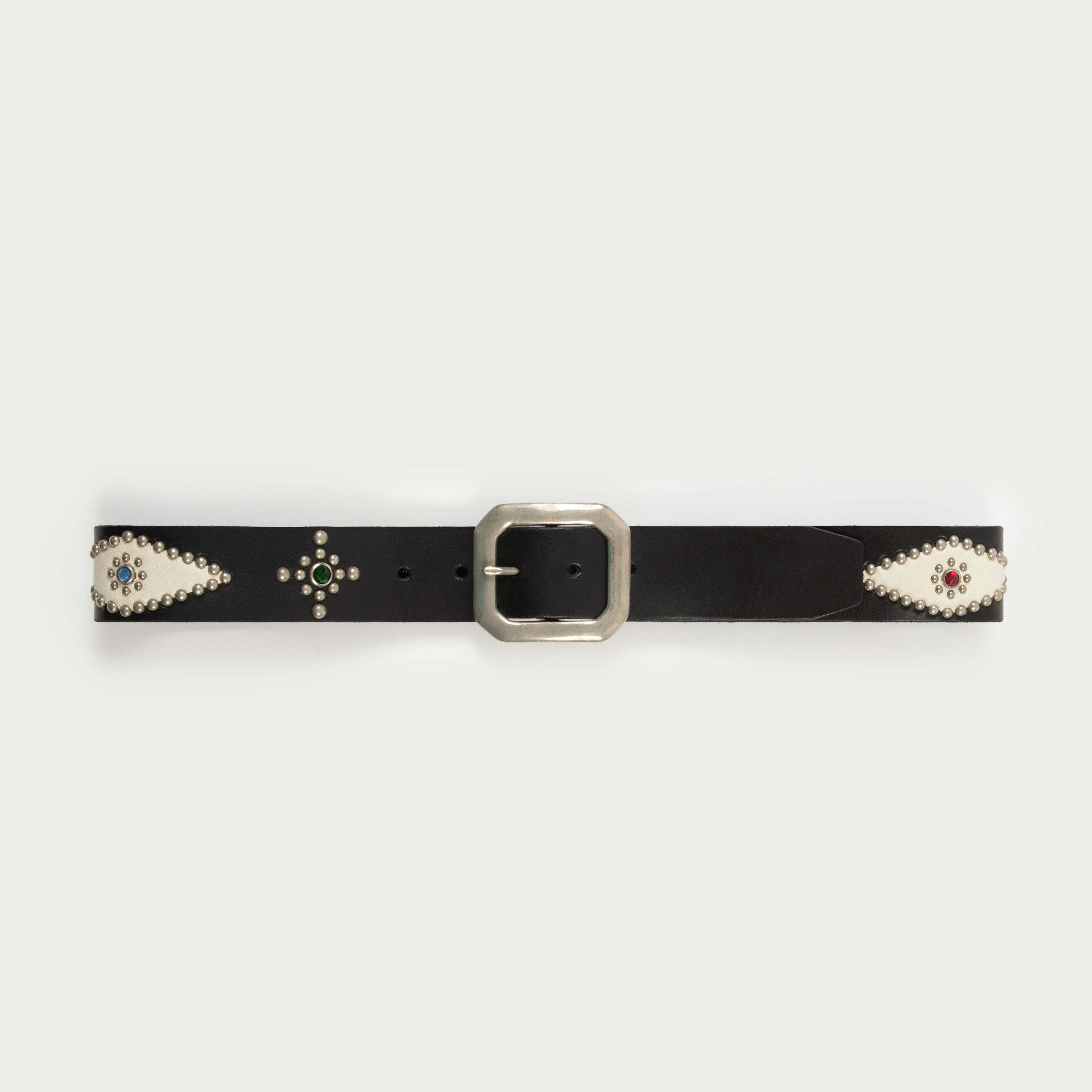 Cherry Studded Leather Belt (Black)