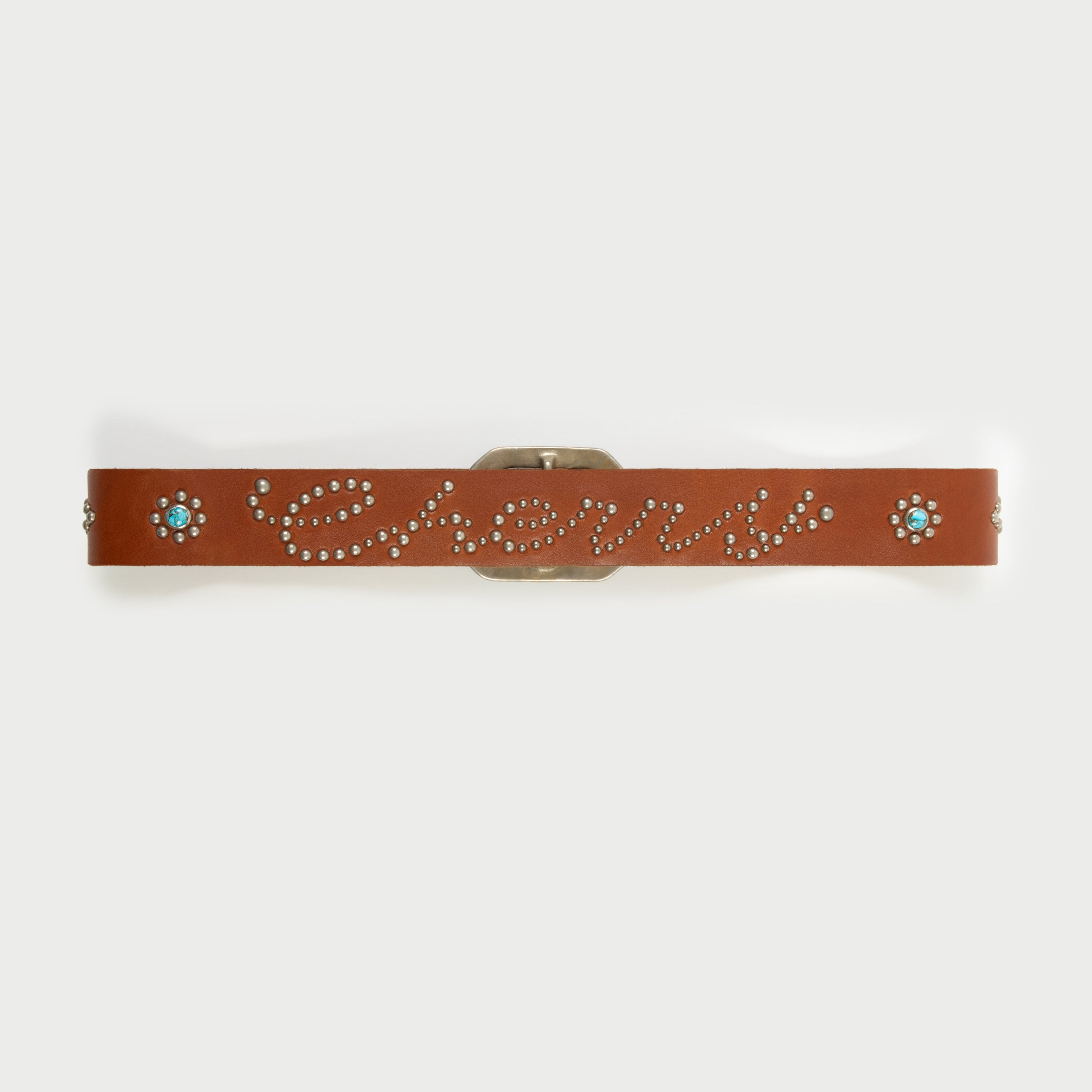 Cherry Studded Leather Belt (Brown)