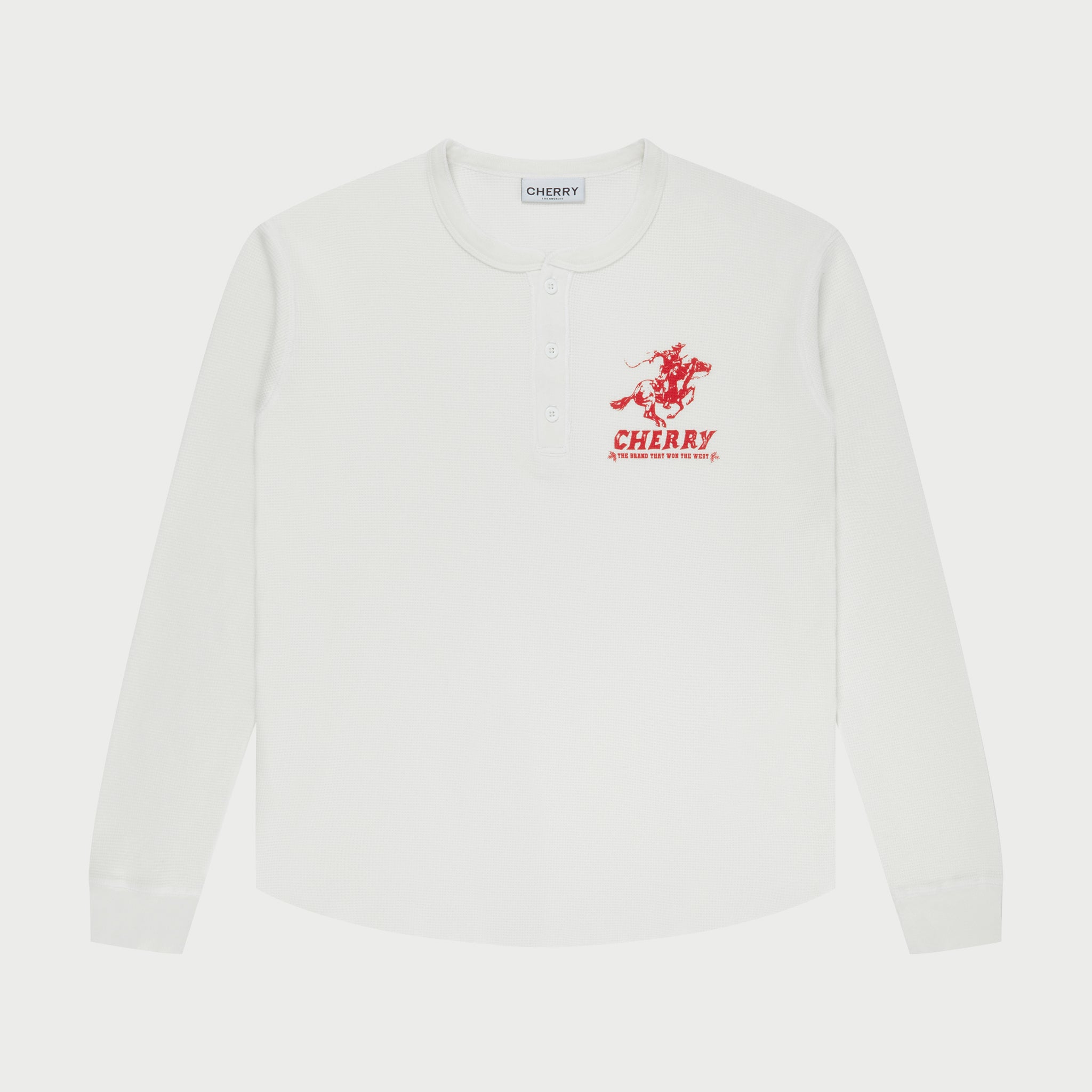 Men's Henley Thermal L/S T-Shirt (White)