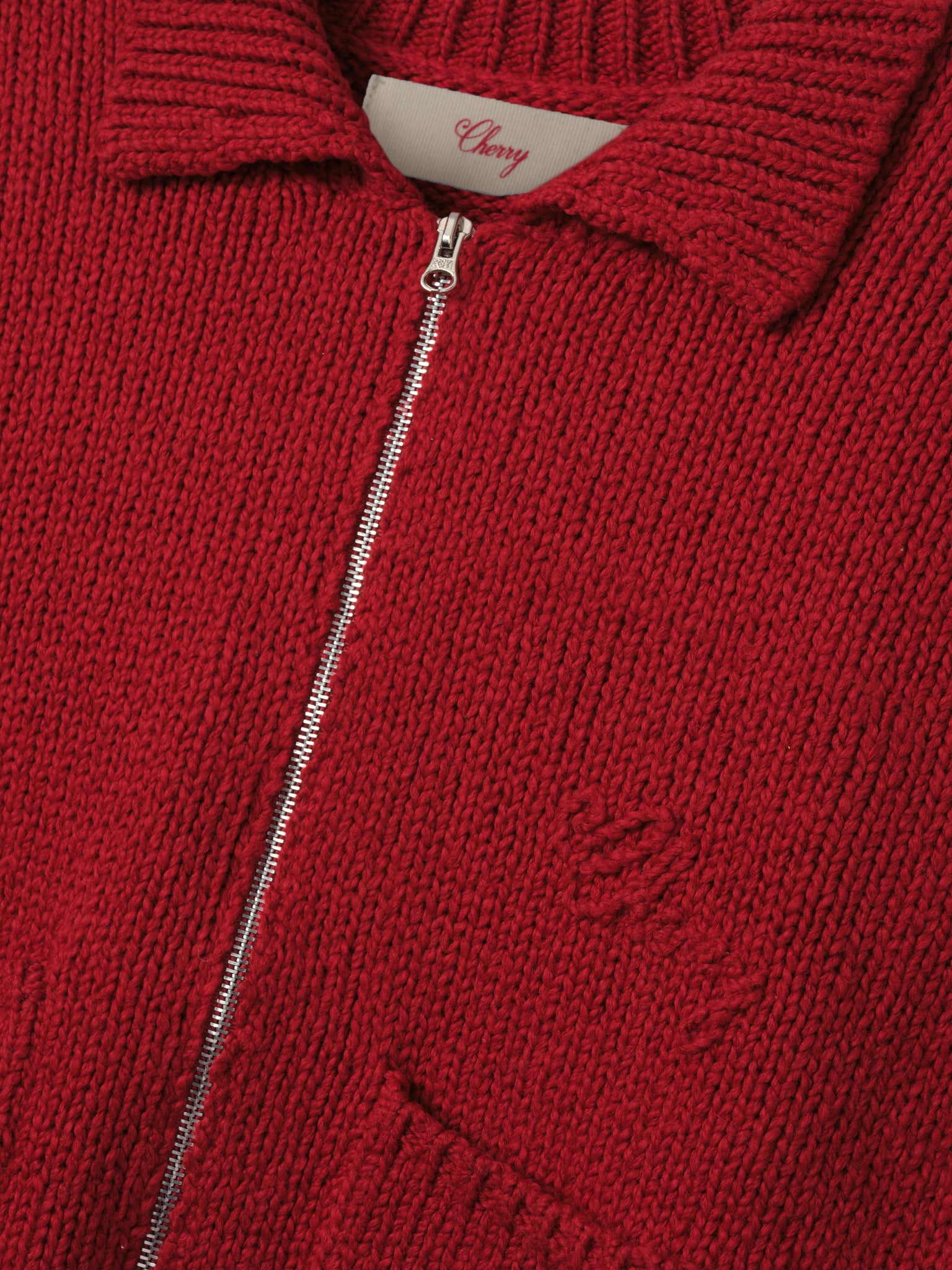 5 Star Cotton Knit Zip Jacket (Cherry Red)
