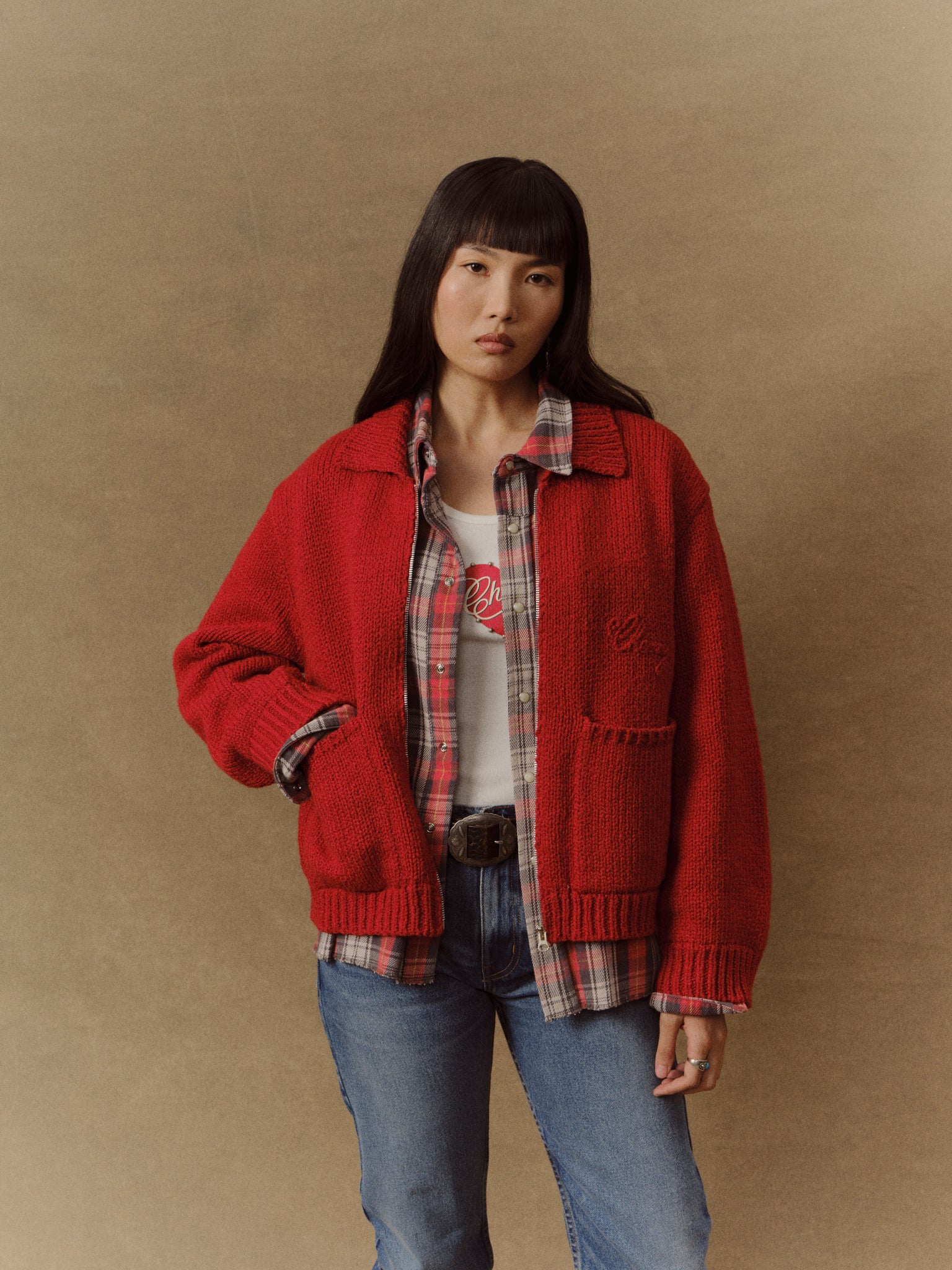 新品Deuxieme Classe CINOH KNIT ZIP BLOUSON 5 Star Cotton Knit Zip Jacket (Cherry Red) – CHERRY LA