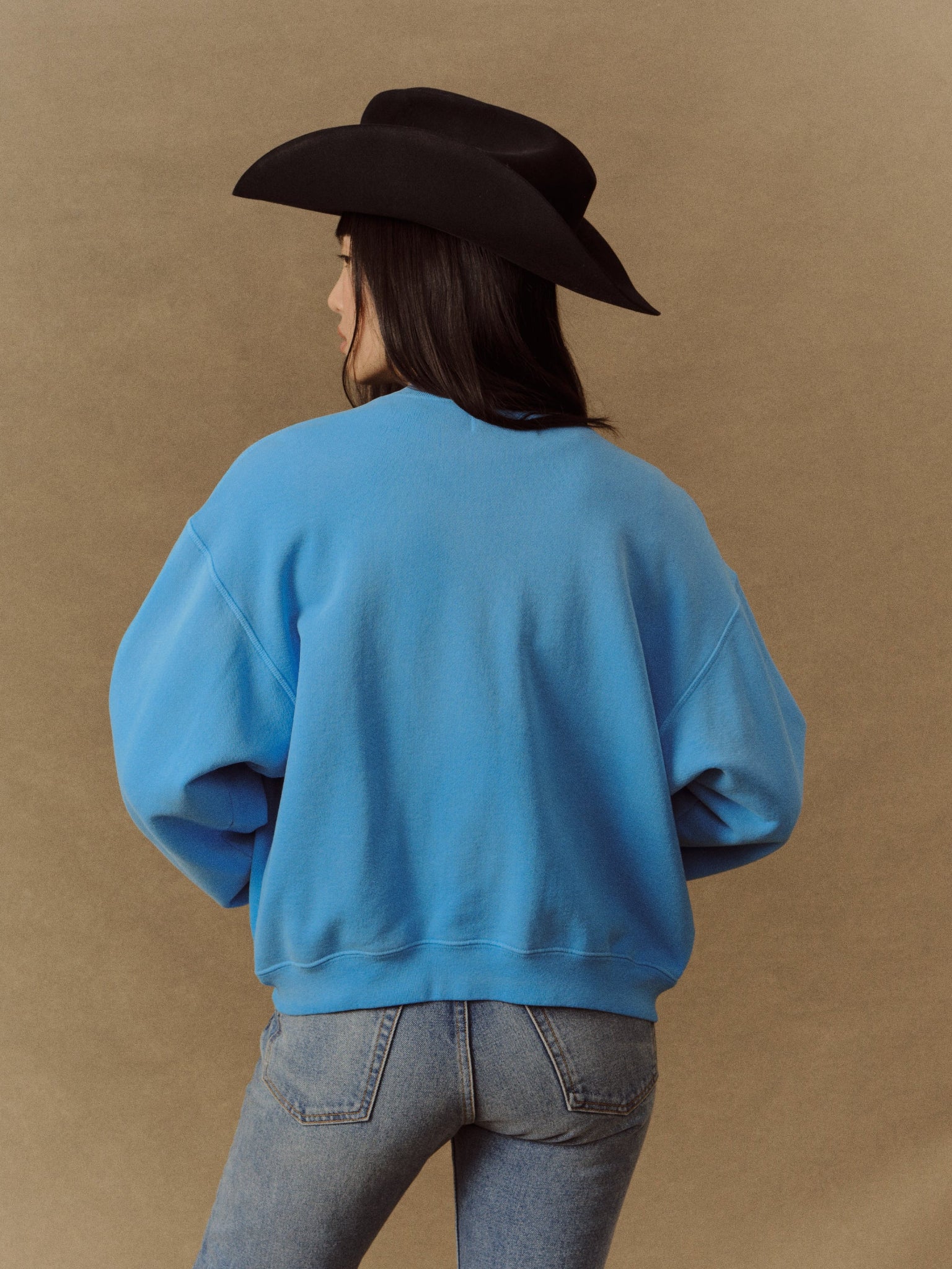 Embroidered Zip Up Crew (Malibu Blue)