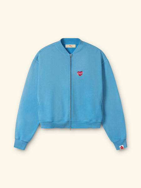 Embroidered Zip Up Crew (Malibu Blue) – CHERRY LA