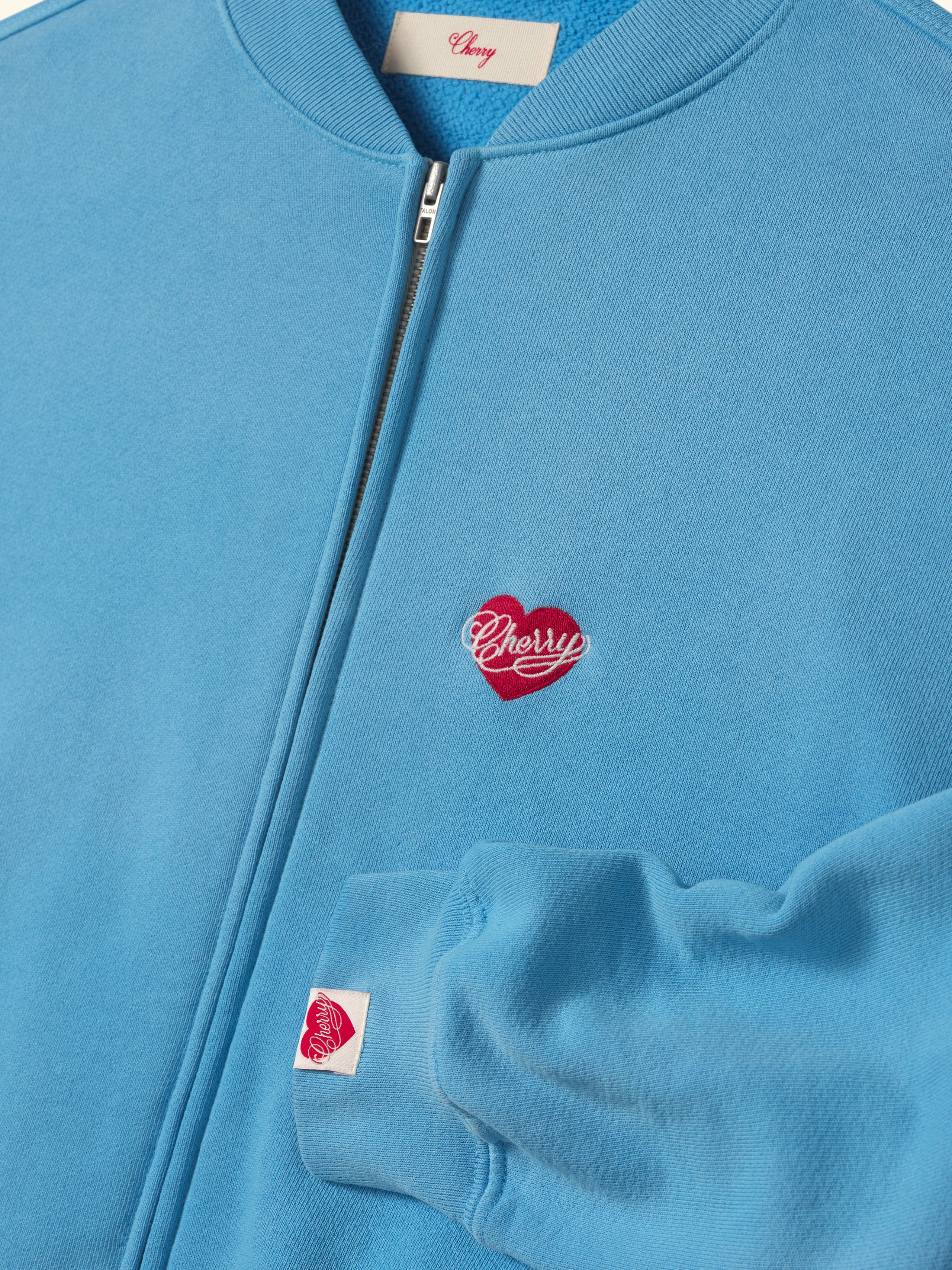 Embroidered Zip Up Crew (Malibu Blue) – CHERRY LA
