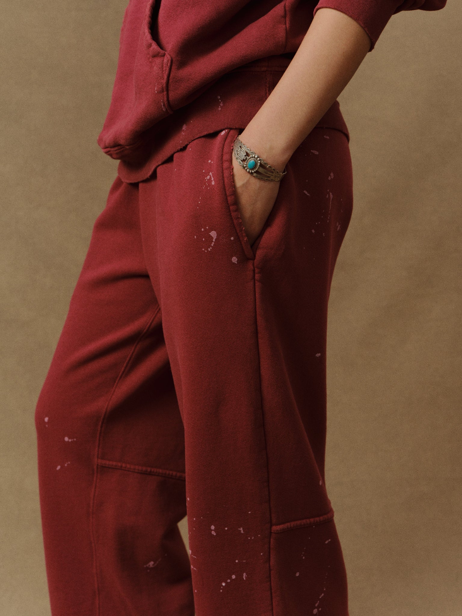 Valentine's Distressed Parachute Sweatpants (Sun Faded Red)