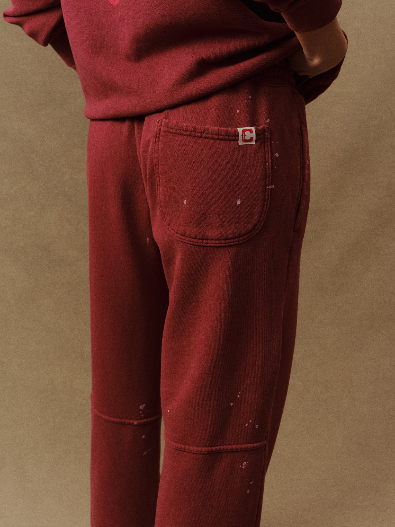 Valentine's Distressed Parachute Sweatpants (Sun Faded Red)