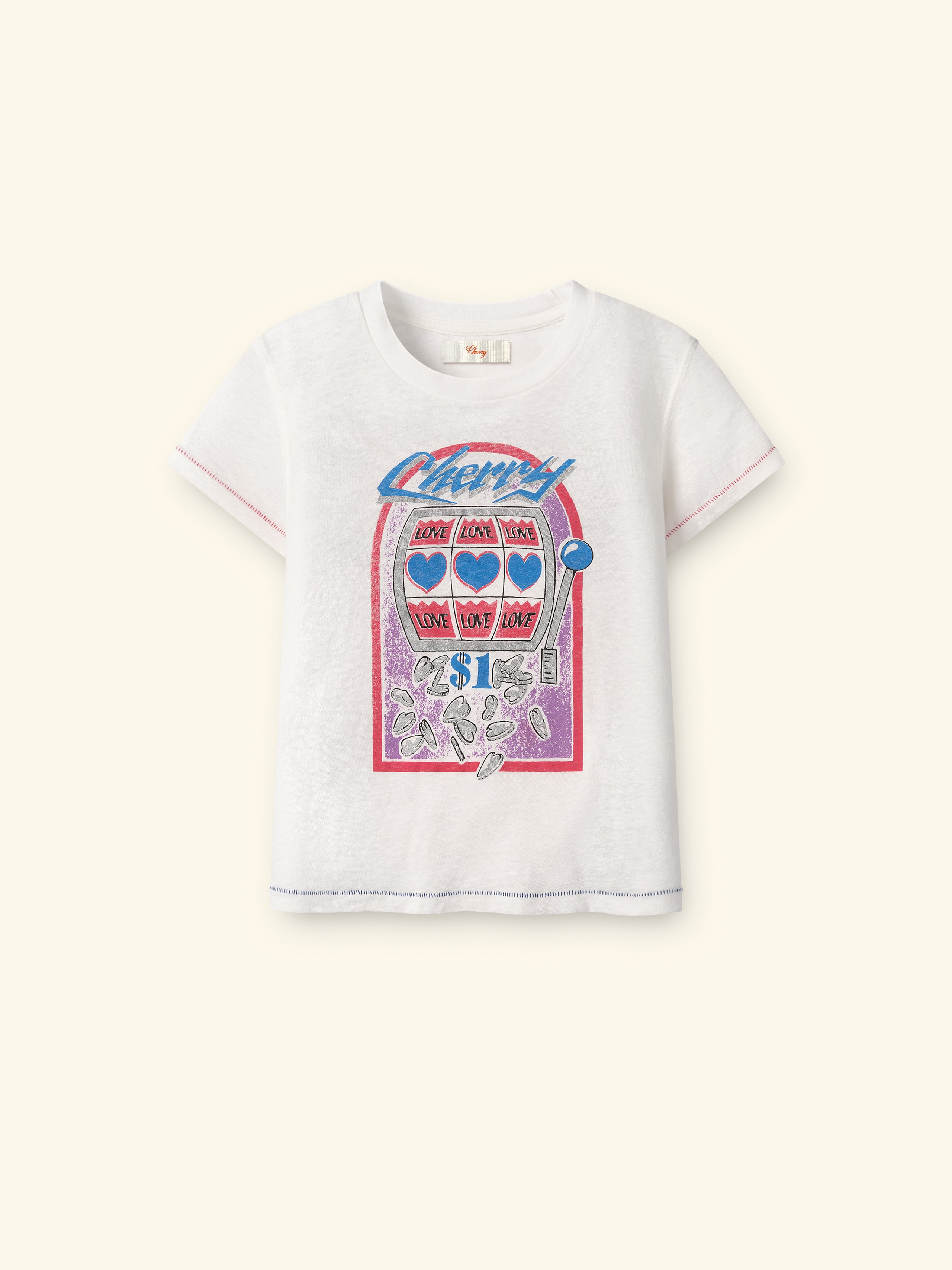 Women's Slot Machine Fitted Baby Tee (Vintage White)