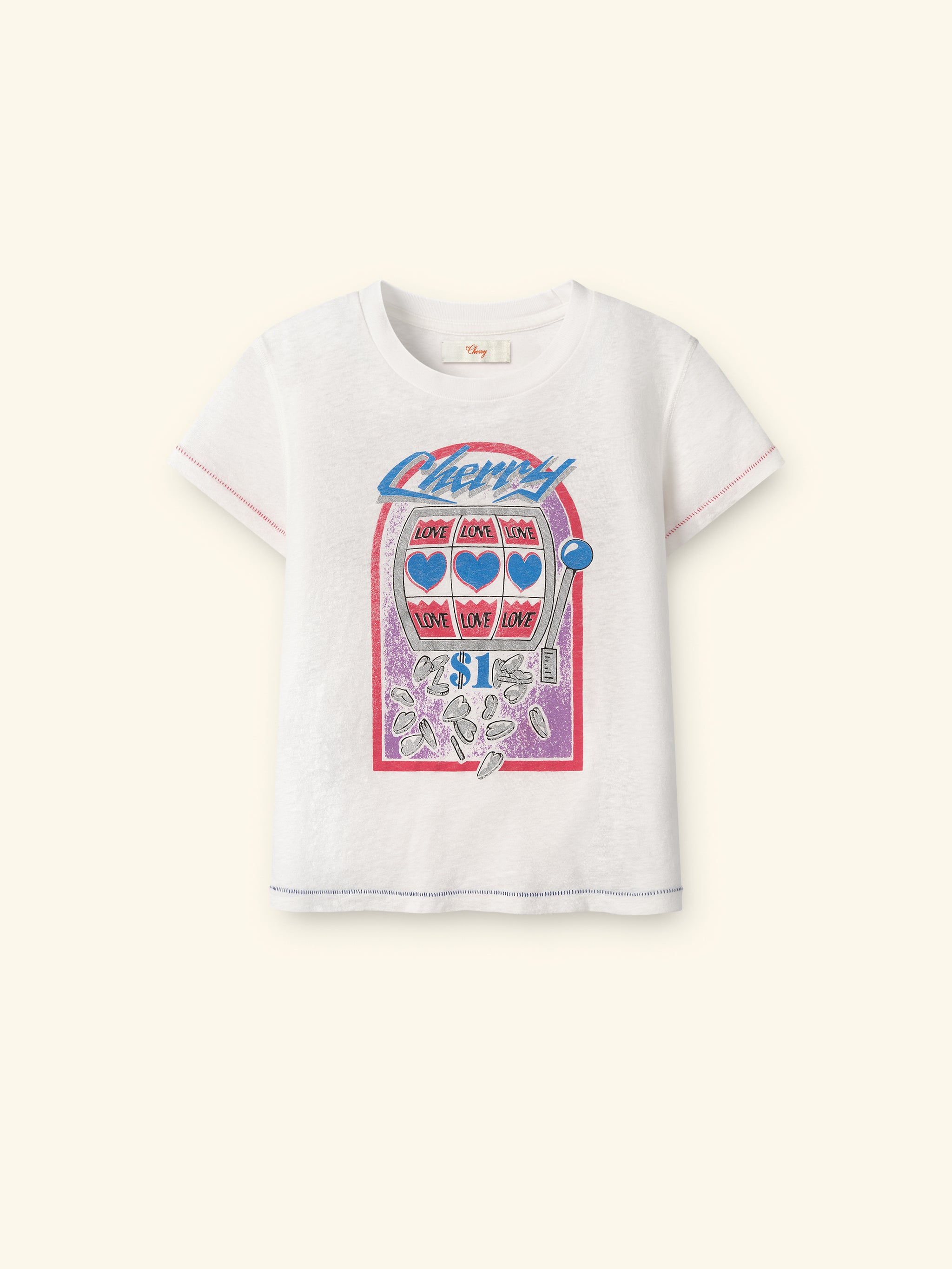 邦楽 BABYL L FORTH Women's Slot Machine Fitted Baby Tee (Vintage White) – CHERRY LA