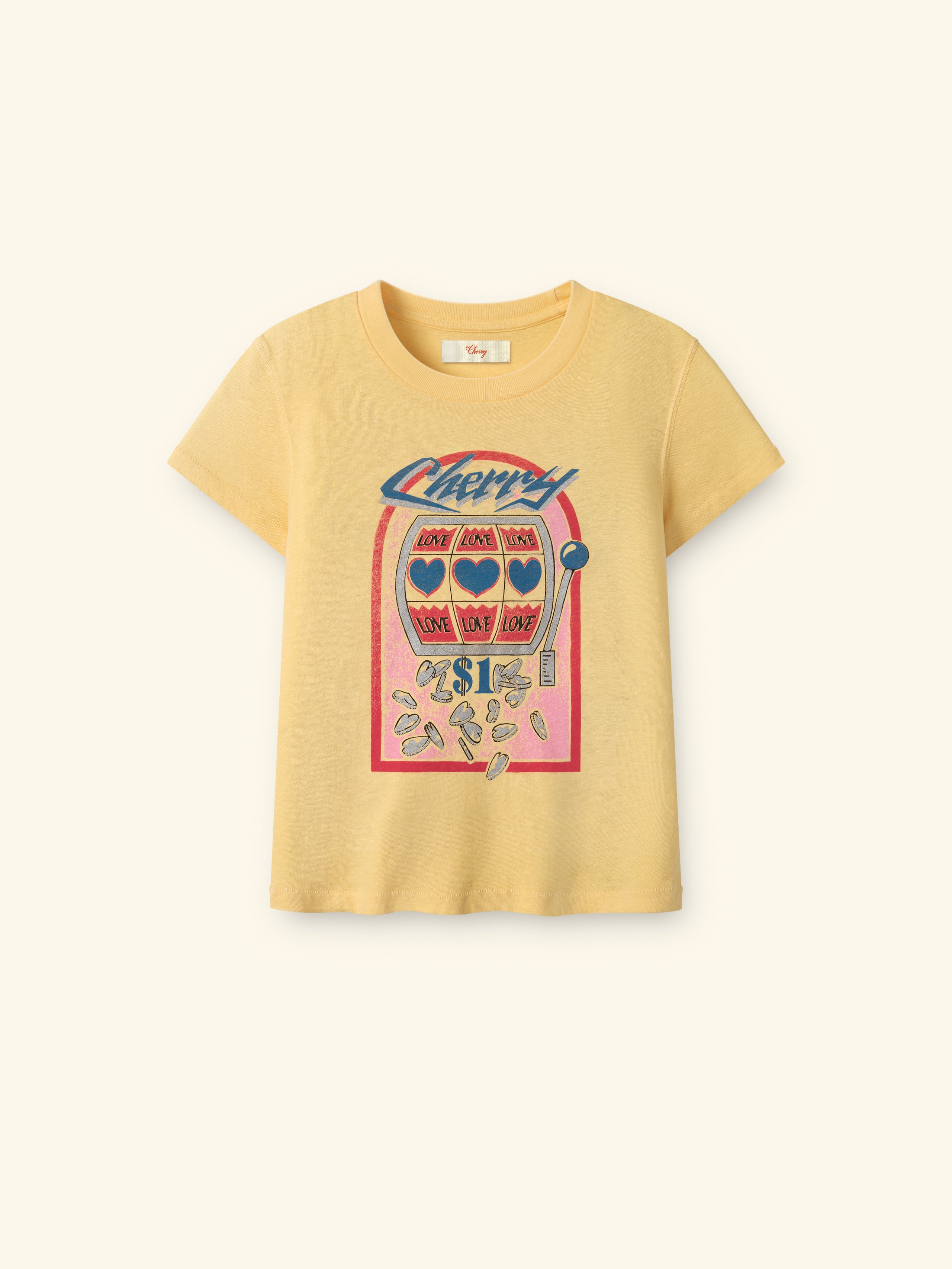 Women's Slot Machine Fitted Baby Tee (Butter Yellow)