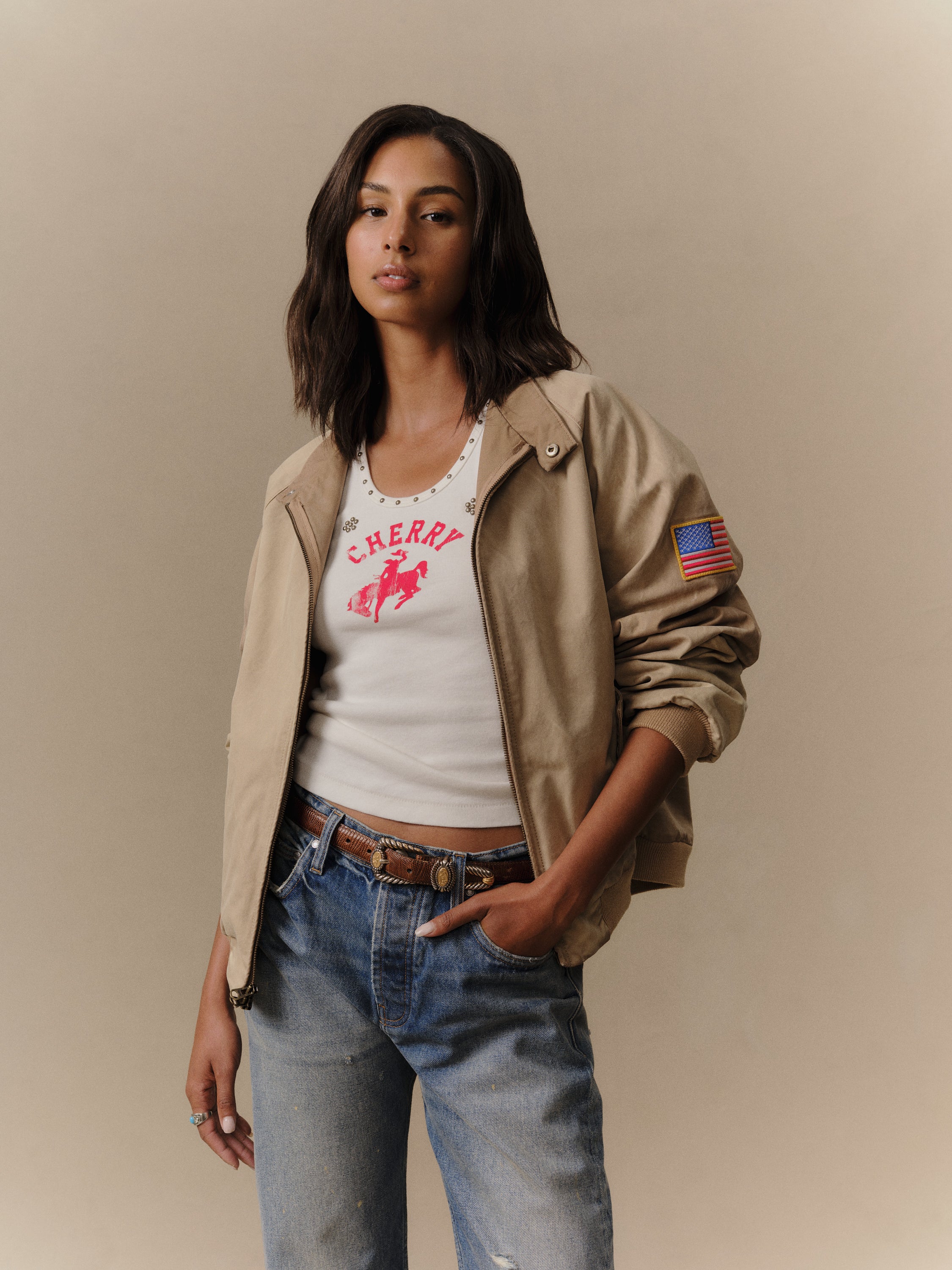 Sun Faded Championship Jacket (Tan)