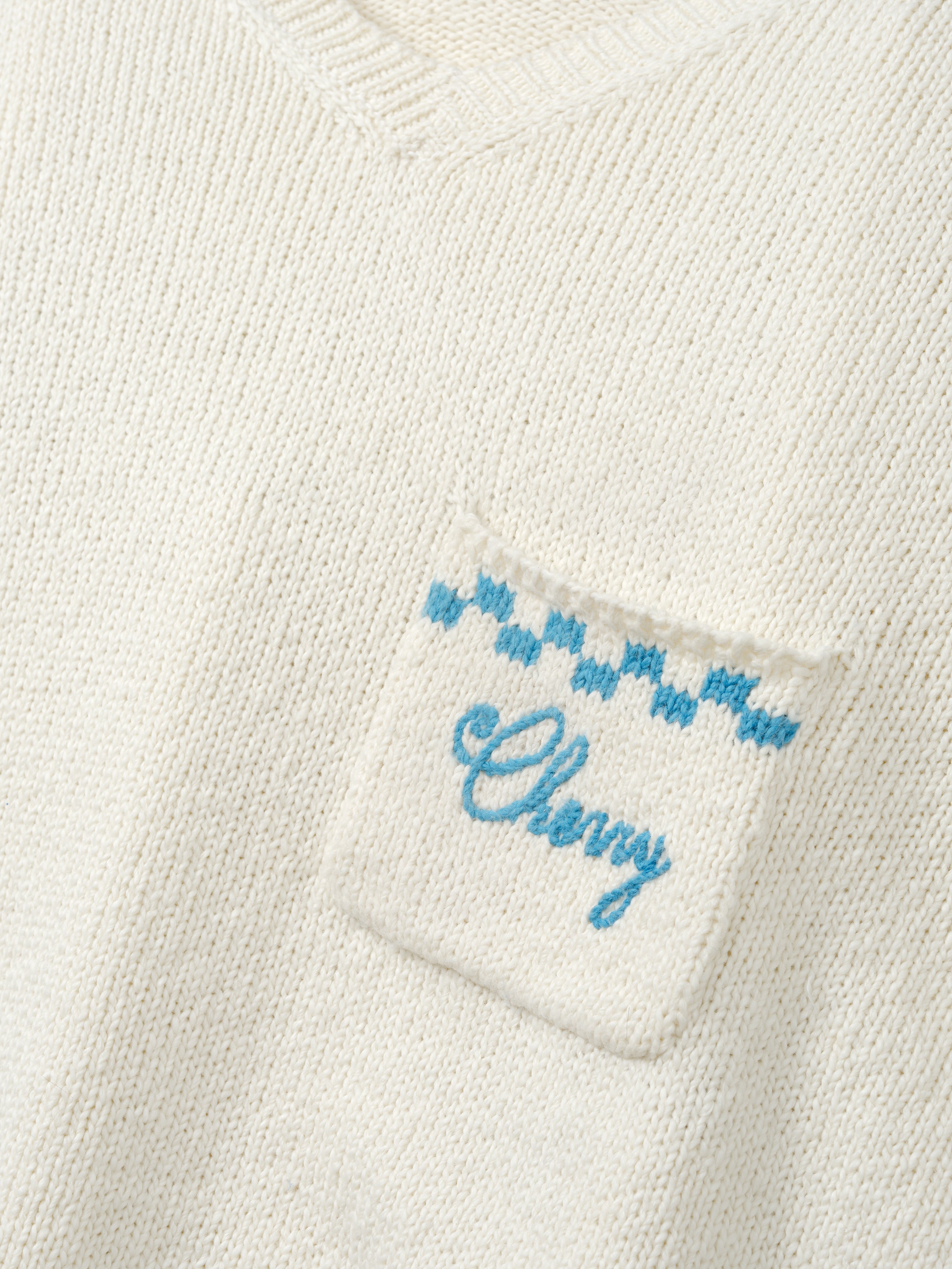 Motors Knit V Neck (Cream)