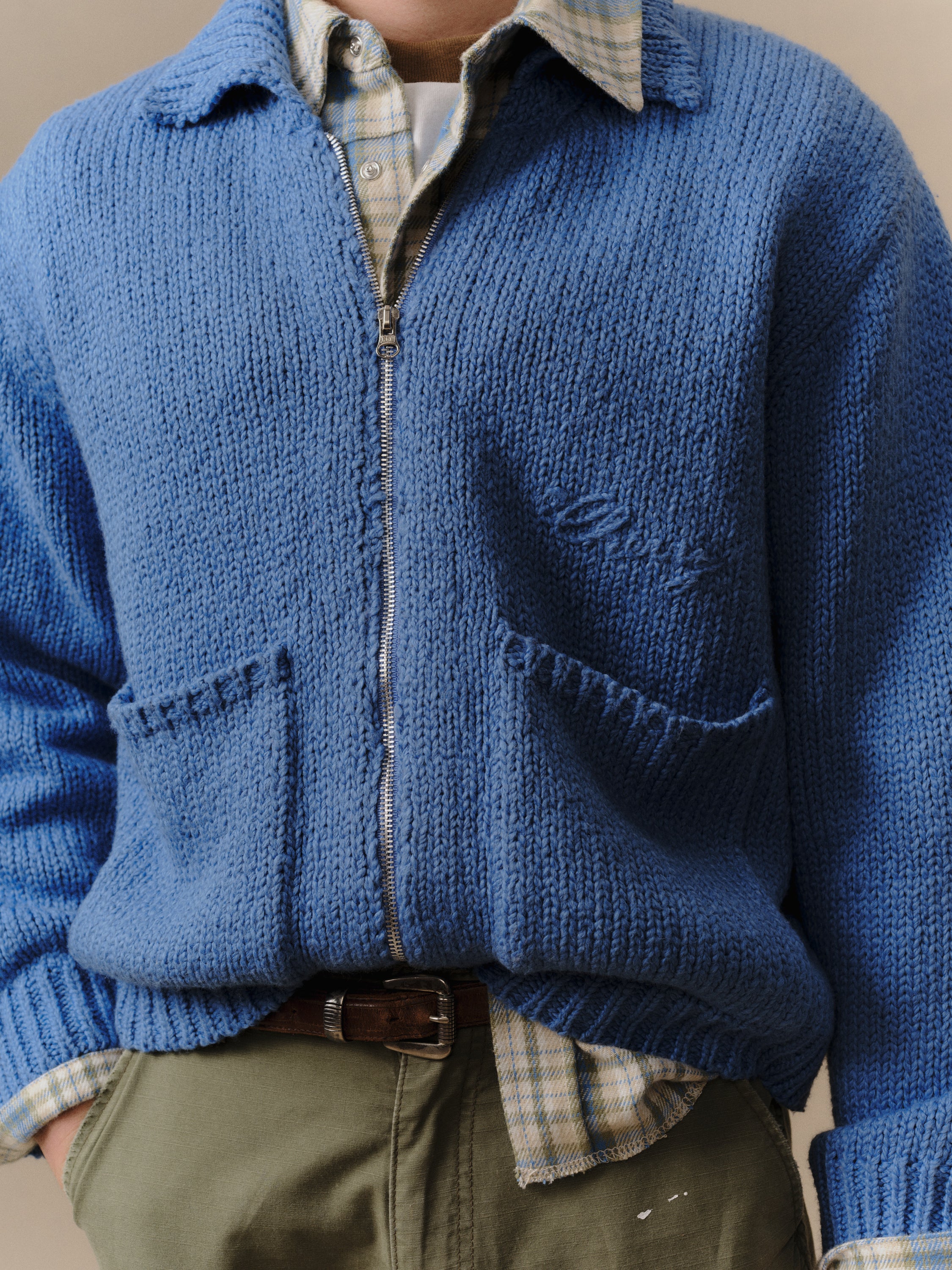 5 Star Knit Zip Jacket (Steel Blue) – CHERRY LA