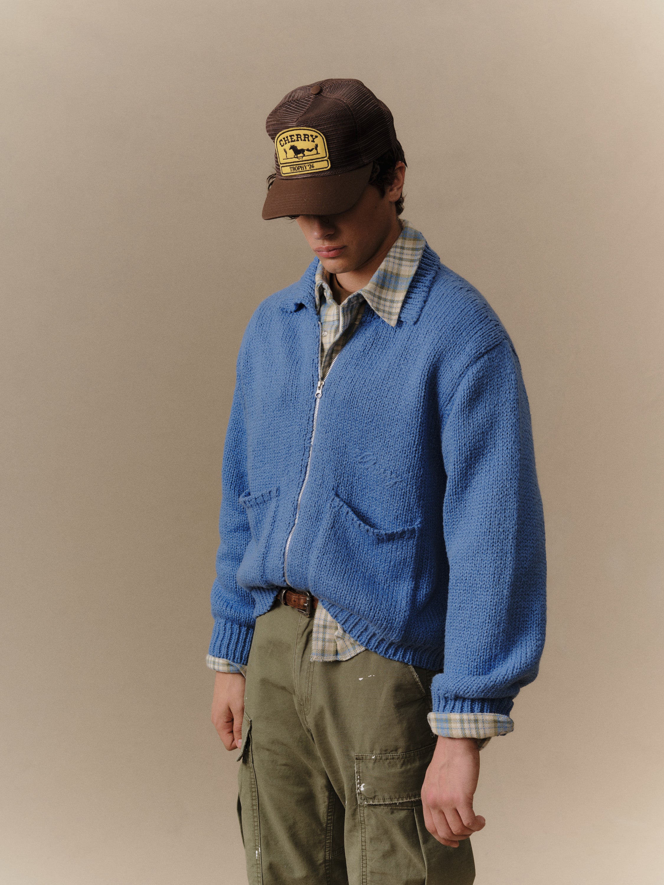 5 Star Knit Zip Jacket (Steel Blue) – CHERRY LA