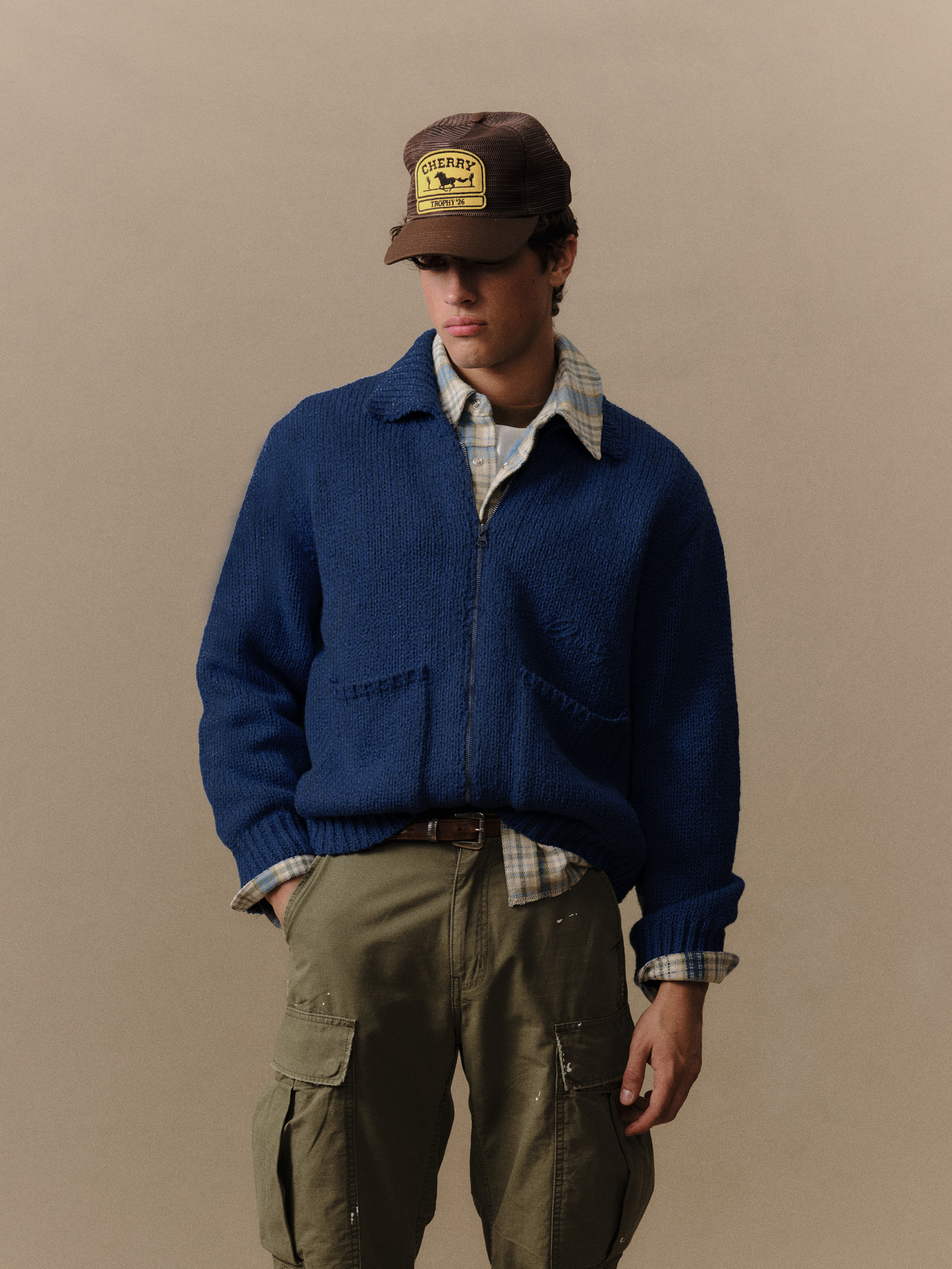 5 Star Knit Zip Jacket (Navy) – CHERRY LA