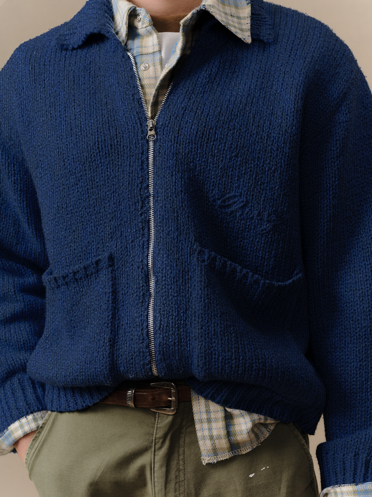 5 Star Knit Zip Jacket (Navy) – CHERRY LA
