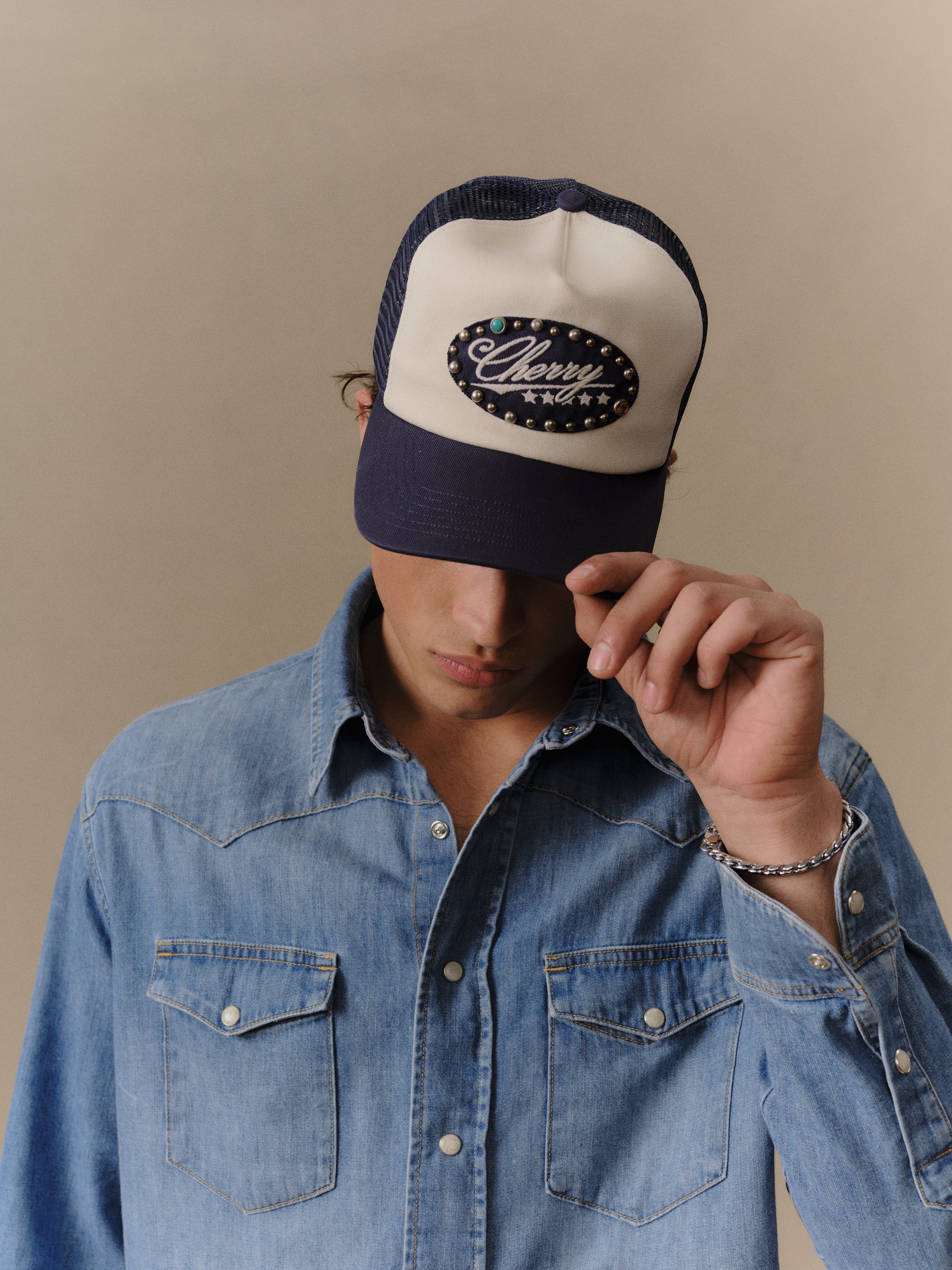 5 Star Studded Trucker (Navy)