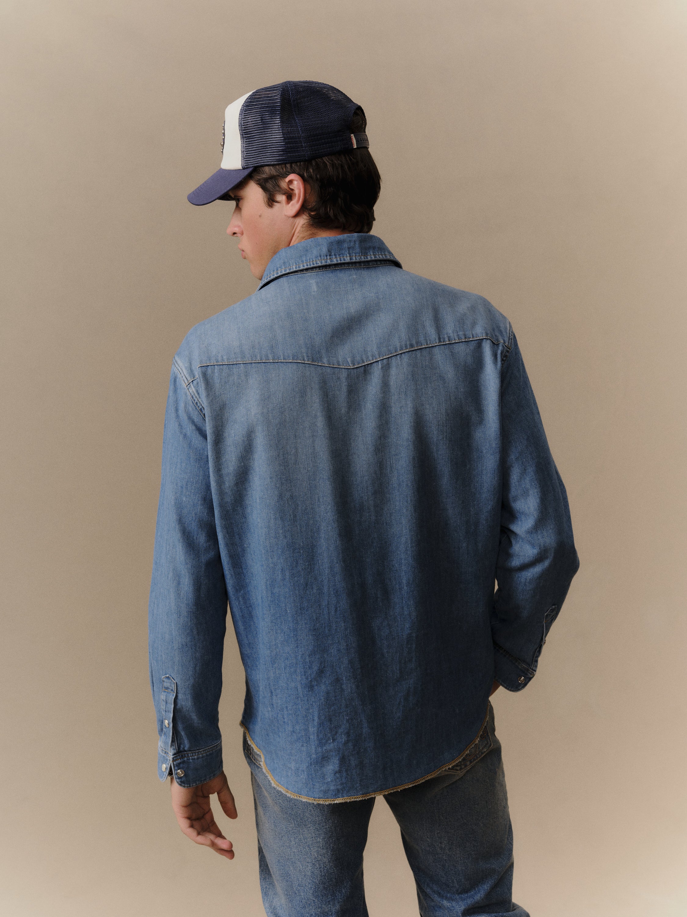 Denim Chambray Western Shirt (Medium Wash) – CHERRY LA