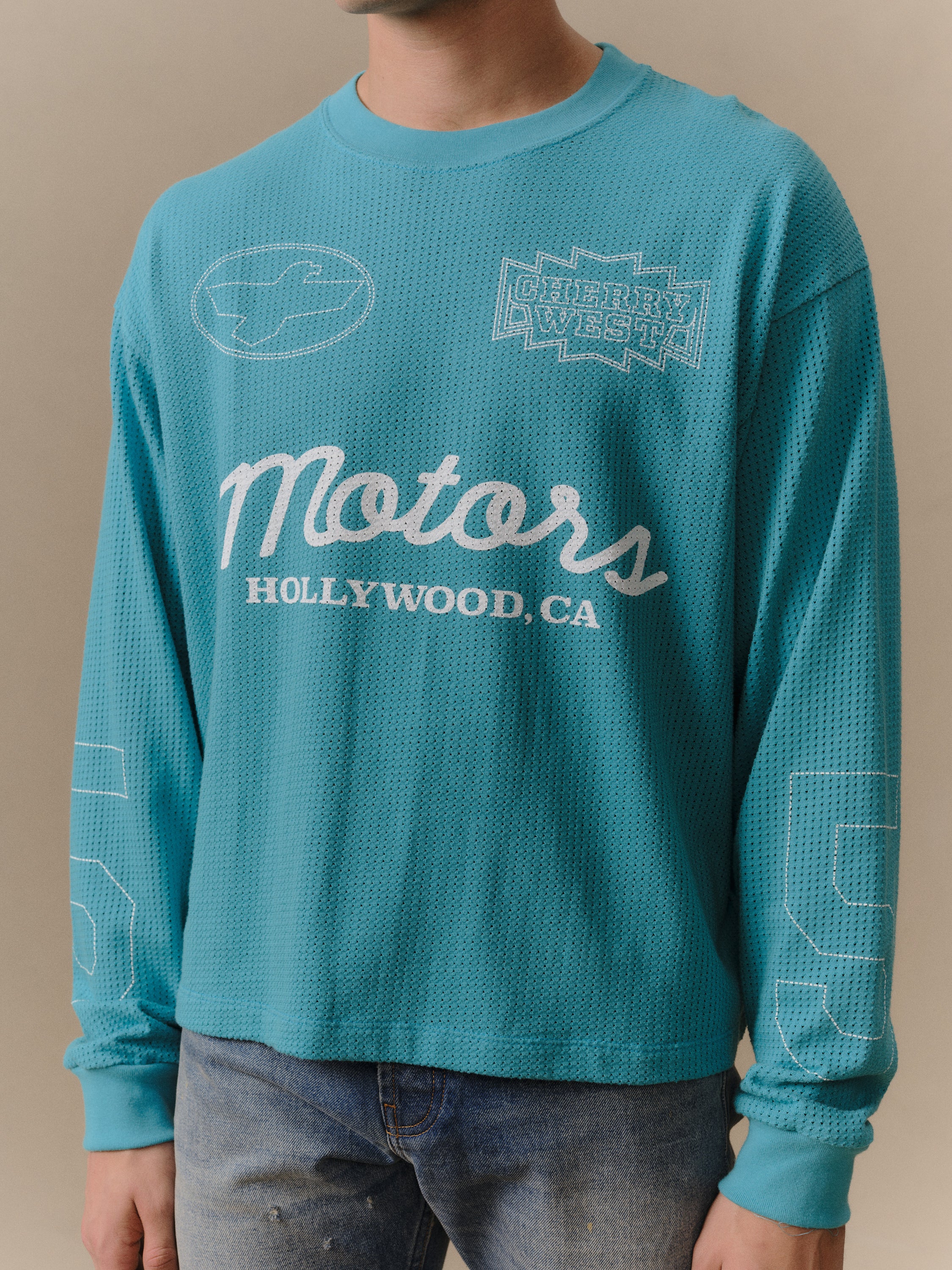 Mesh Motors Long Sleeve (Turquoise) – CHERRY LA