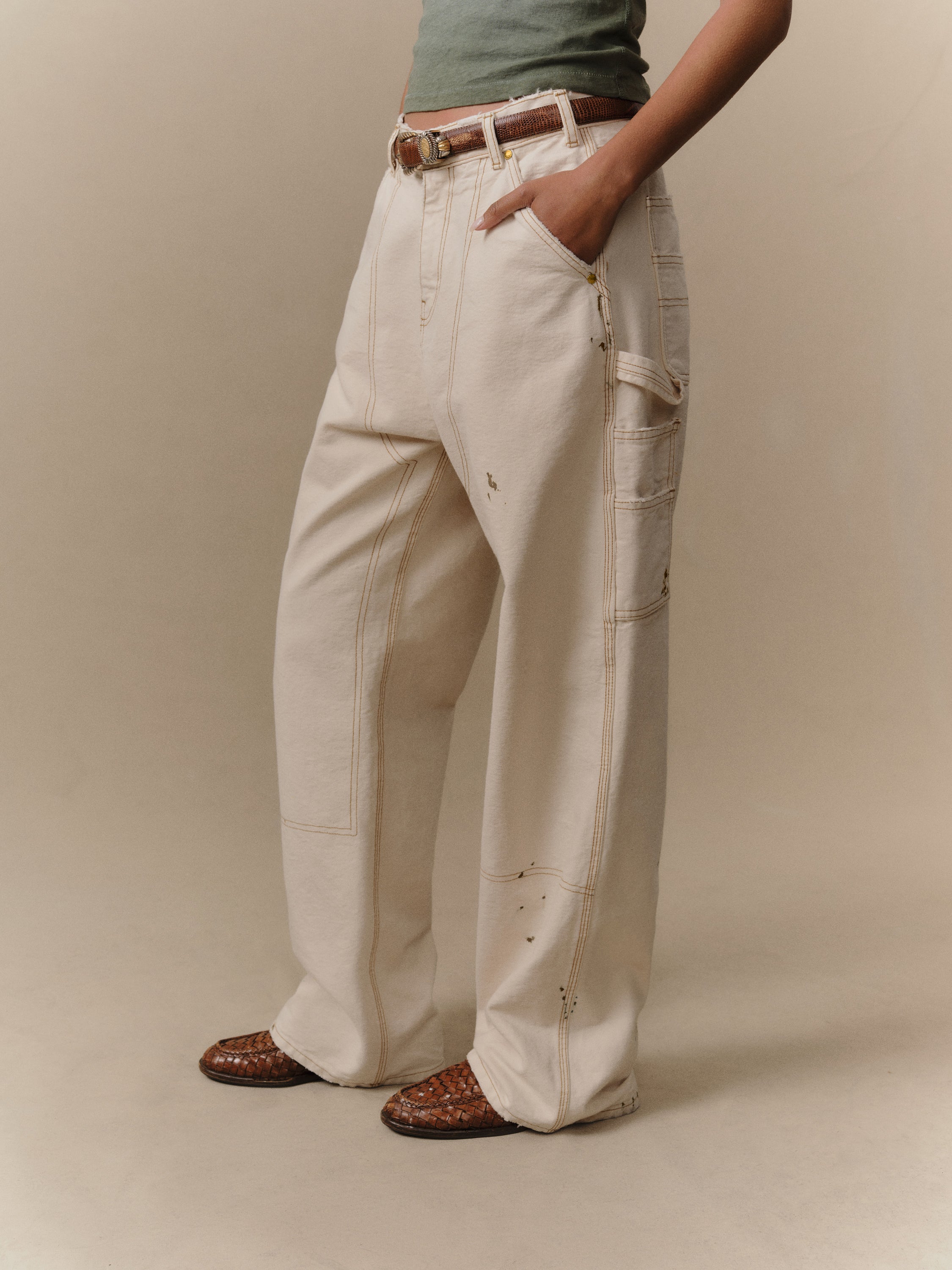 Canvas Carpenter Pant (Vintage White) – CHERRY LA
