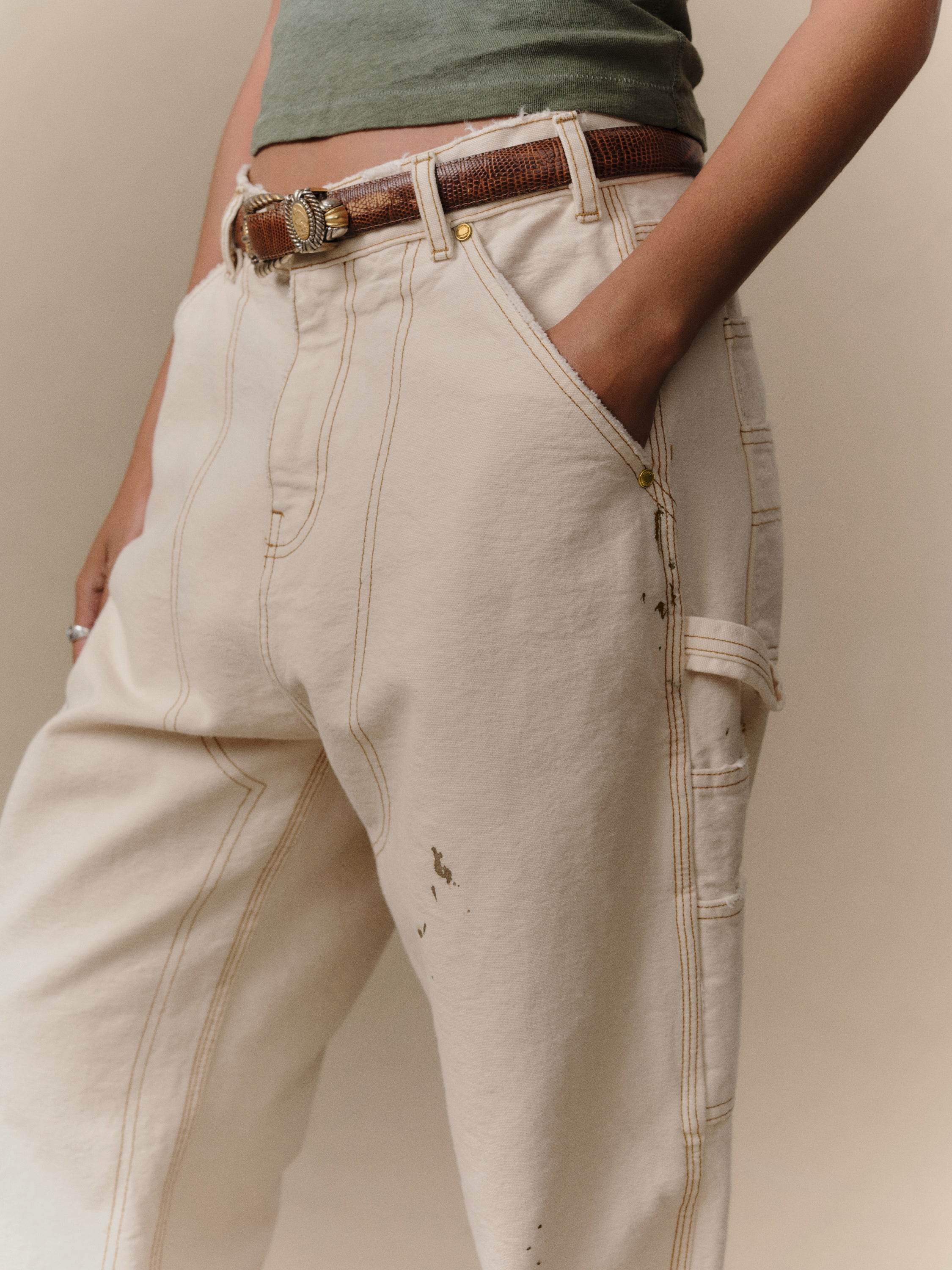 Canvas Carpenter Pant (Vintage White) – CHERRY LA