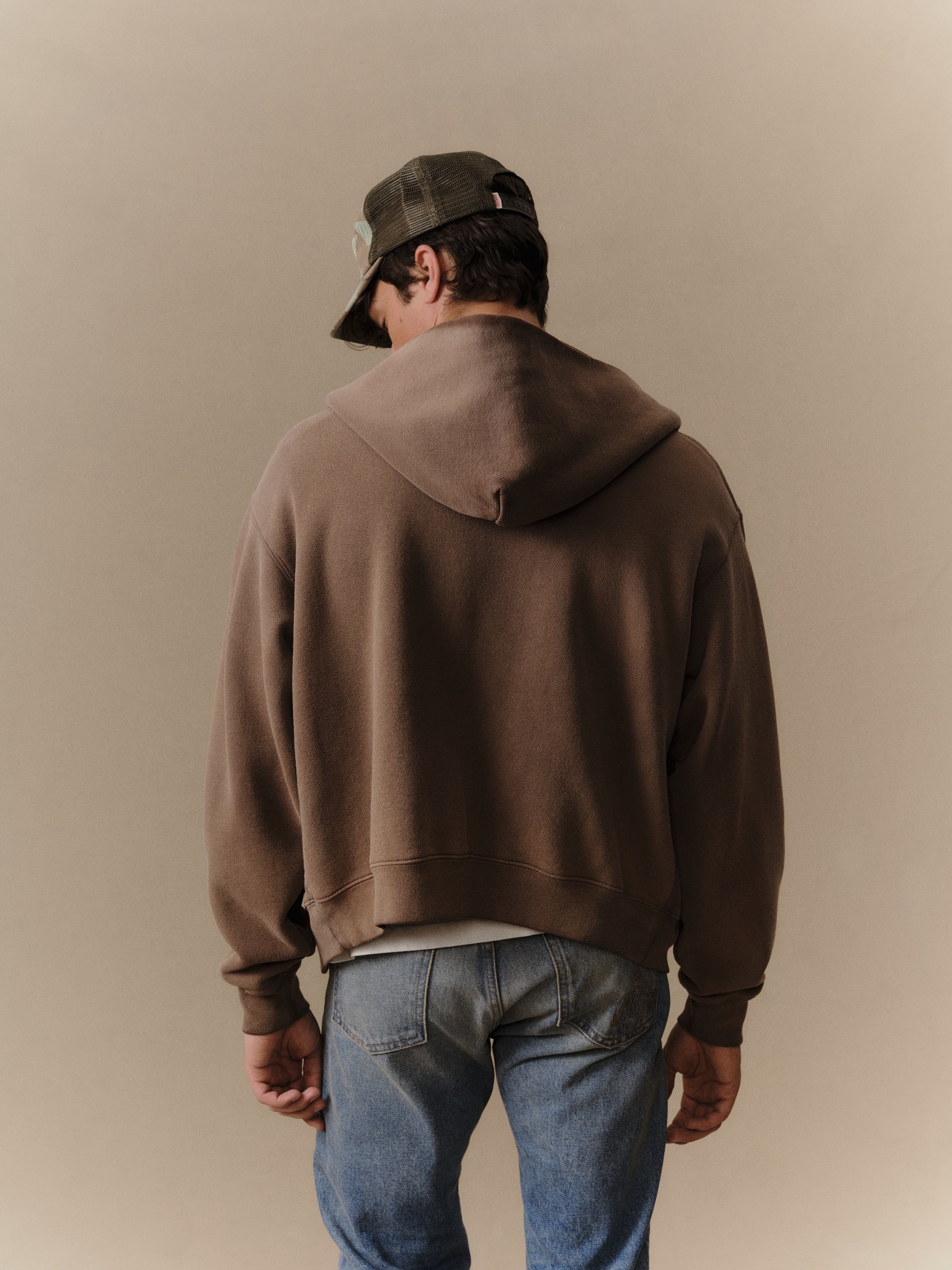 Western Athletic Zip Up Hoodie (Brown)